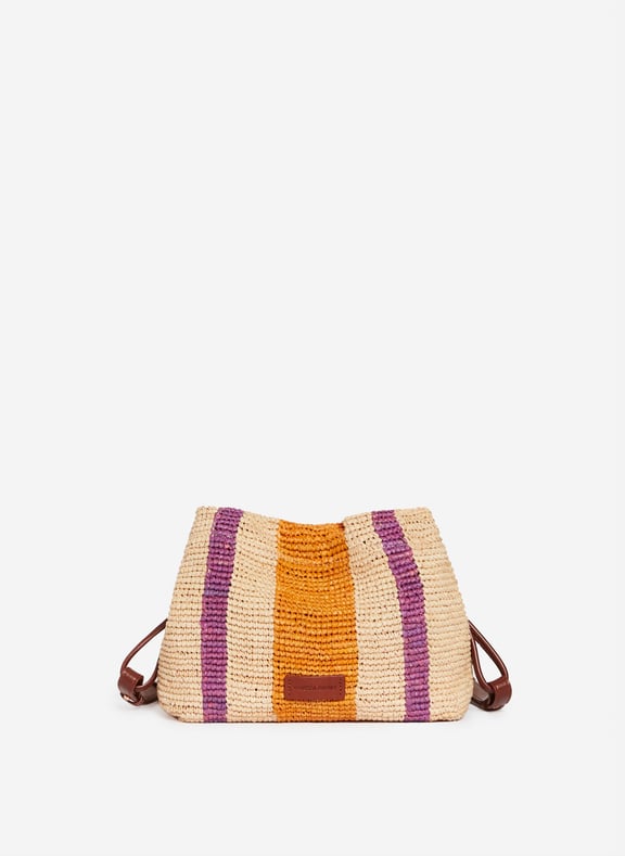 Sac bourse en raphia et cuir Multicolore by VANESSA BRUNO VANESSA BRUNO Sac bourse en raphia et cuir Multicolore