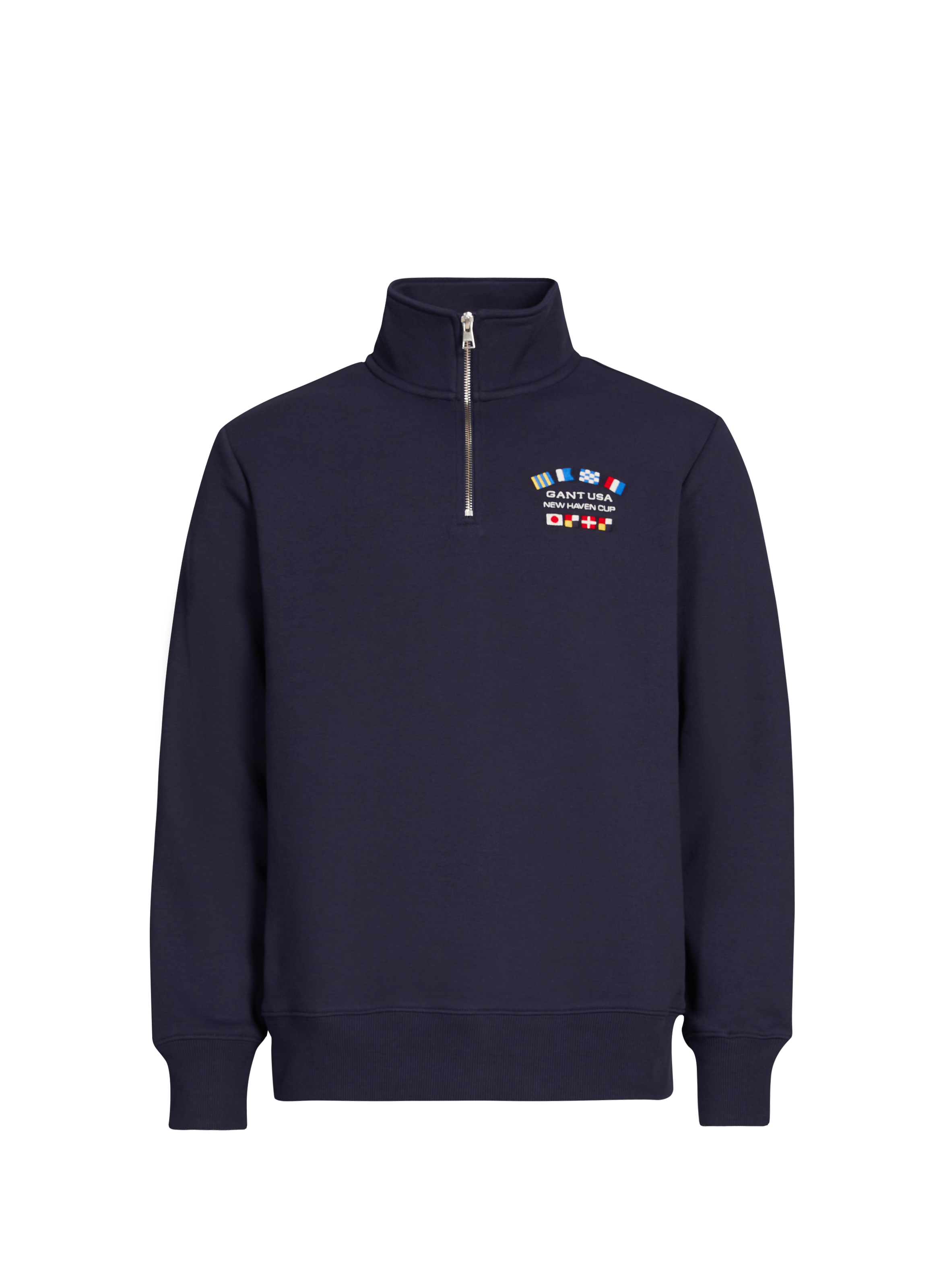 Straight embroidered sweatshirt in mixed cotton Blue