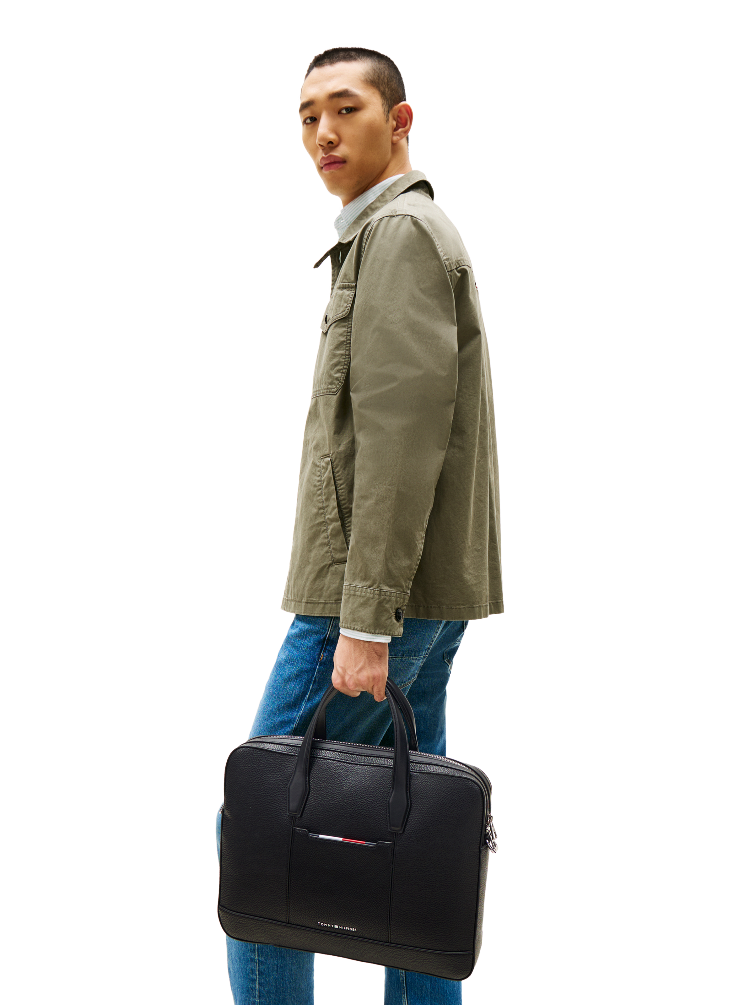 Sacoche à ordinateur en simili cuir TOMMY HILFIGER Noir