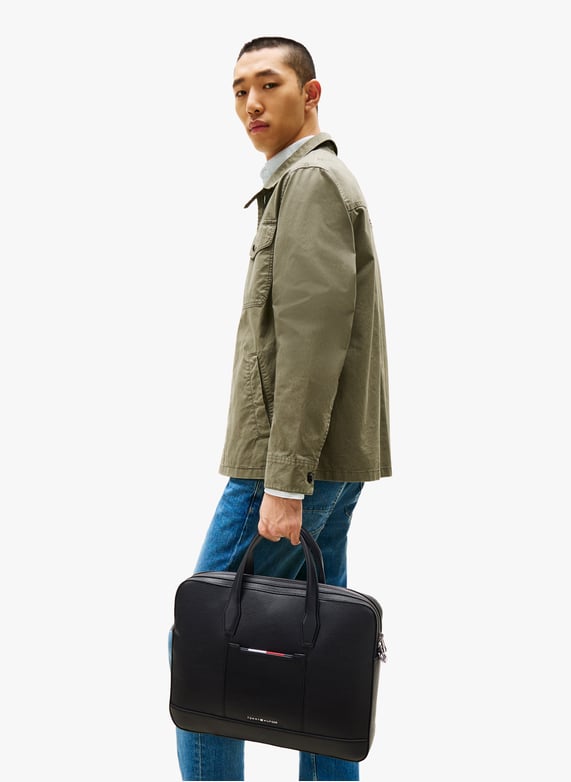Sacoche à ordinateur en simili cuir | Noir by TOMMY HILFIGER Sacoche à ordinateur en simili cuir Noir