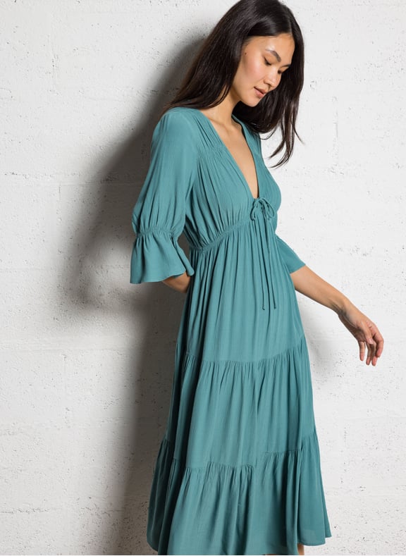 Robe longue col v hestia Vert by BA&SH BA&SH Robe longue col v hestia Vert