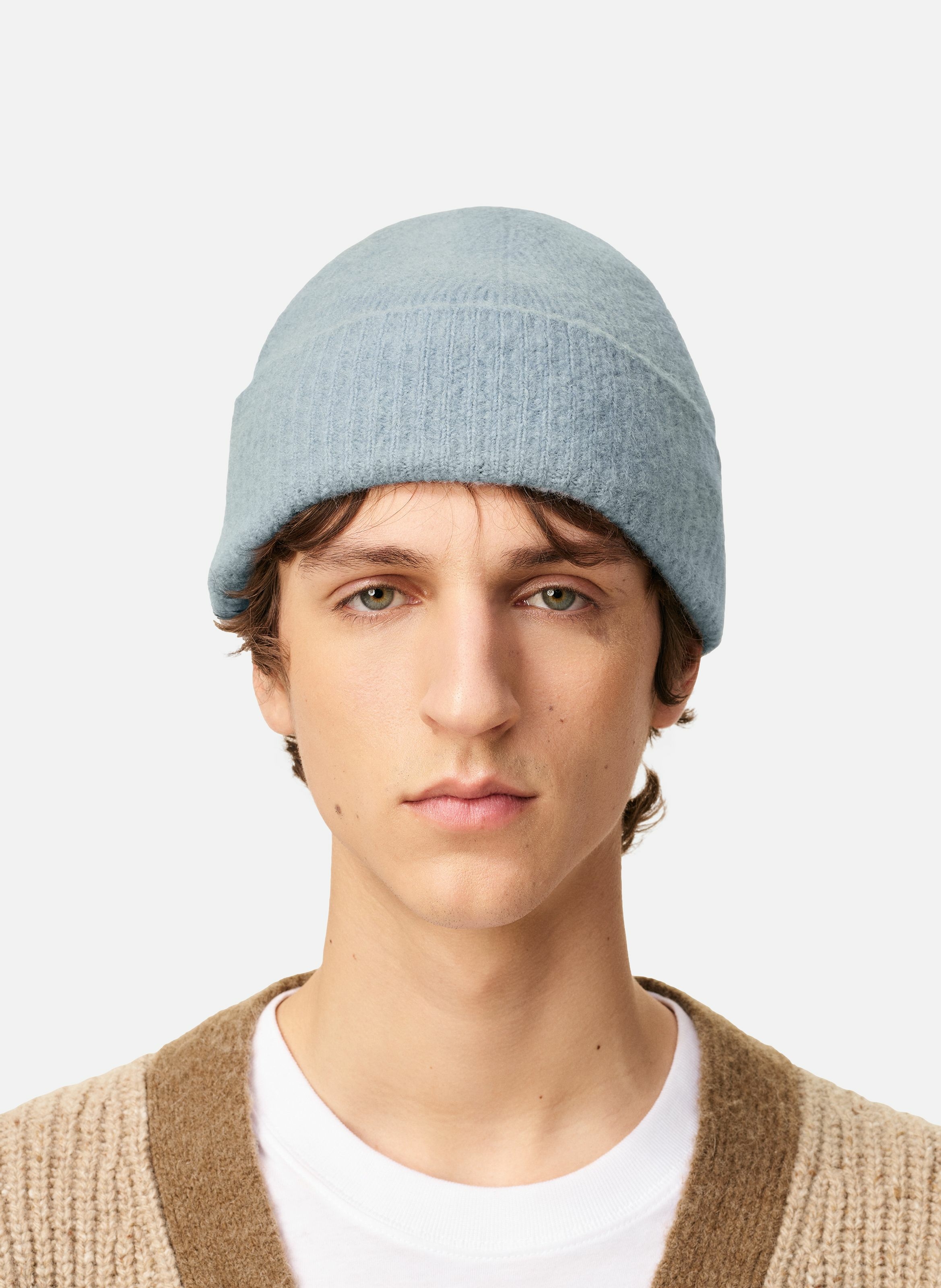 Bonnet ami de coeur en alpaga rayé unisexe AMI PARIS Bleu