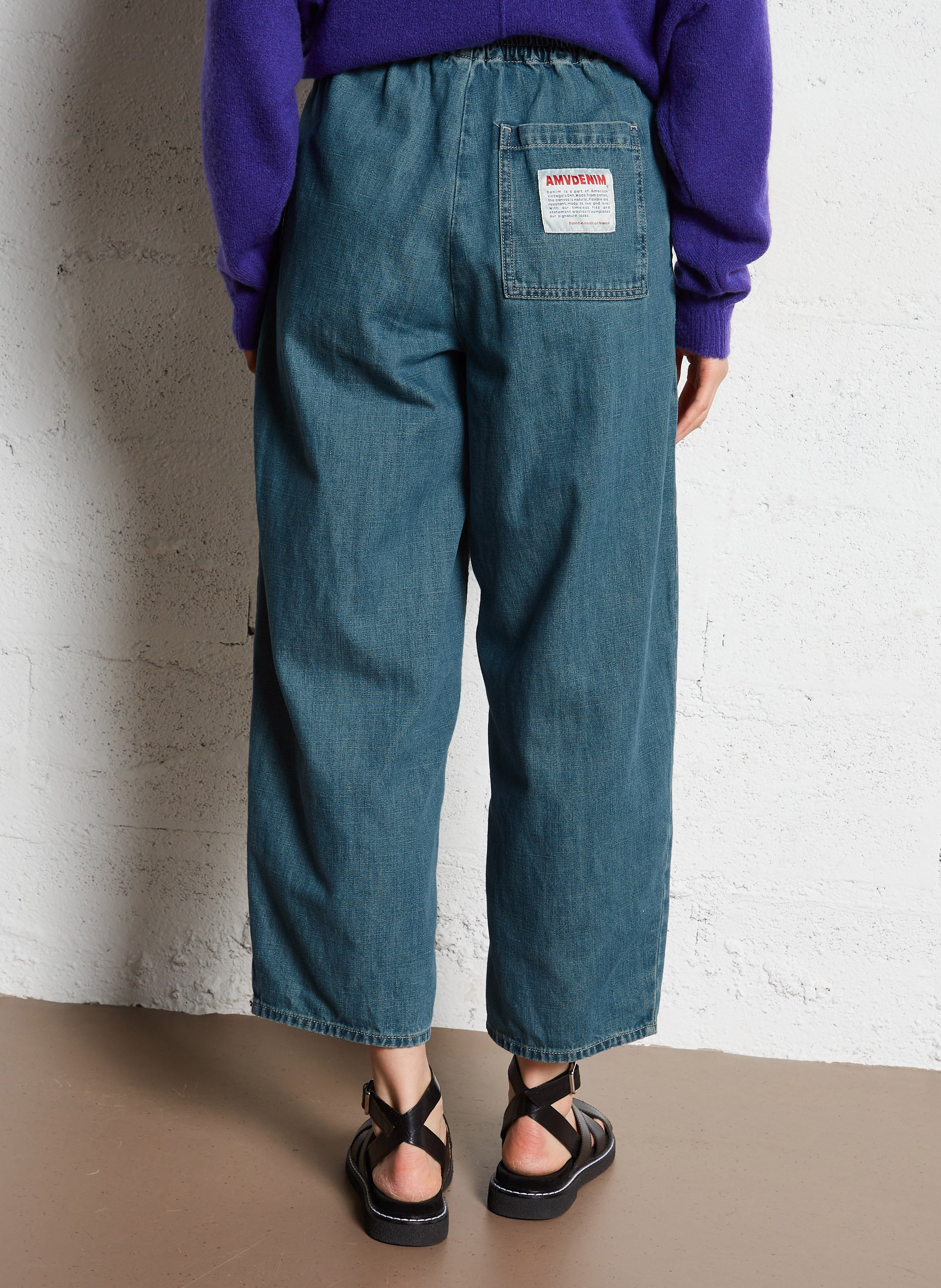 Pantalon carotte en coton recyclé mélangé ozyr AMERICAN VINTAGE Bleu