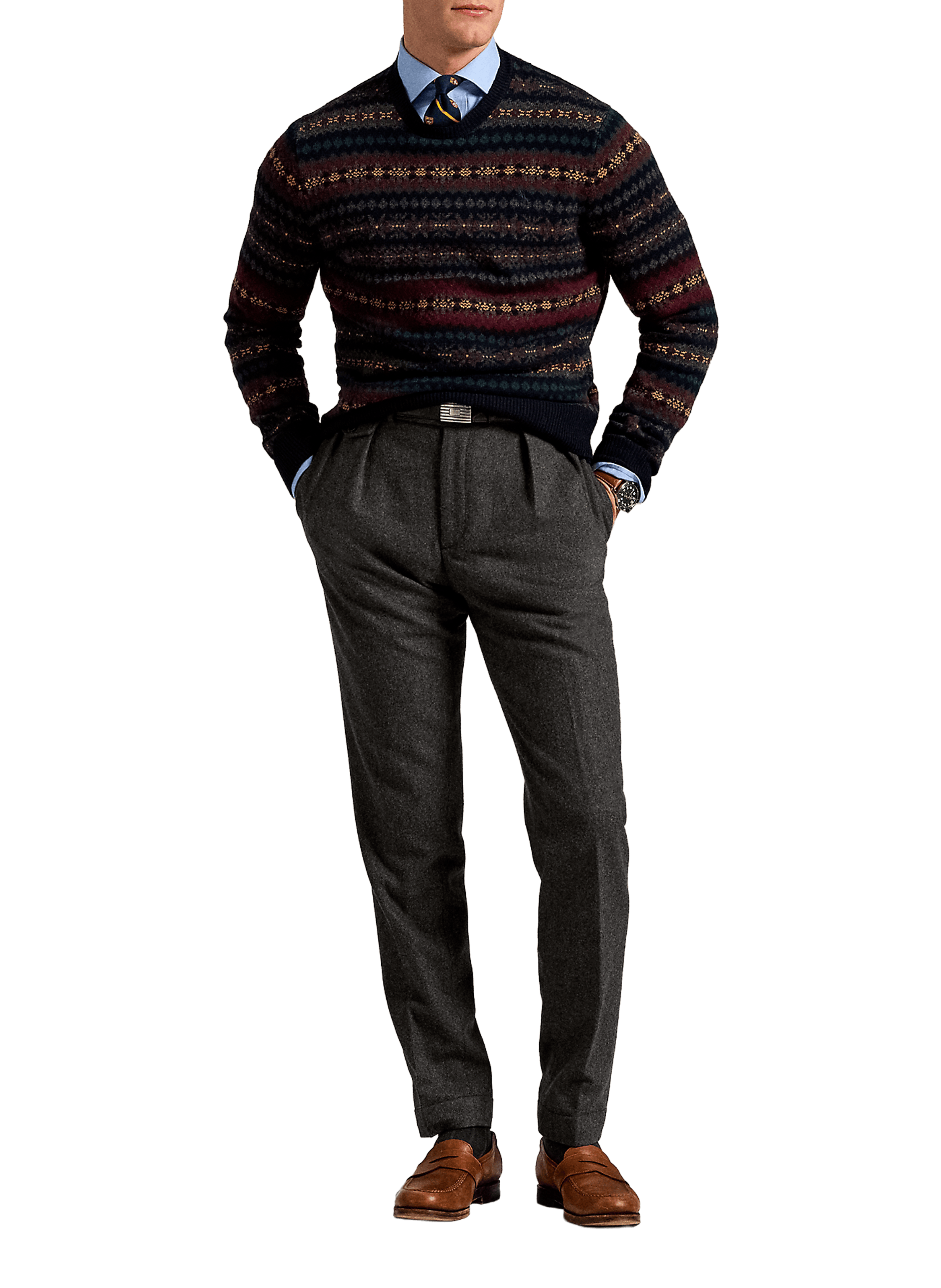 Pull col rond en laine POLO RALPH LAUREN Bleu