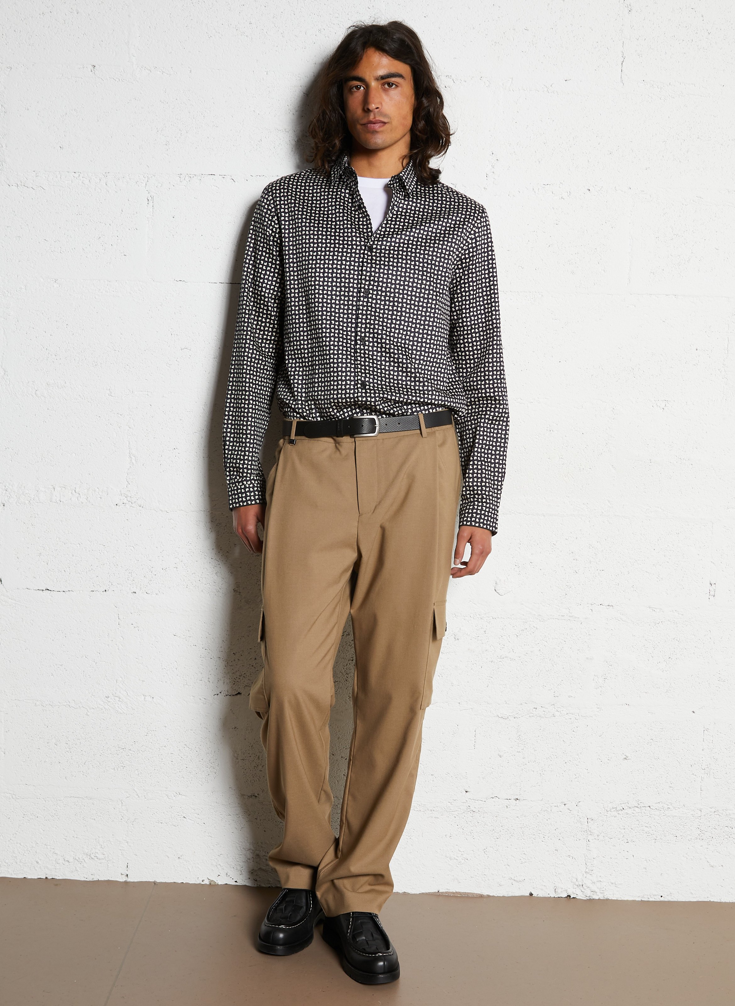 Chemise droite boutonnée à motifs IKKS Bleu