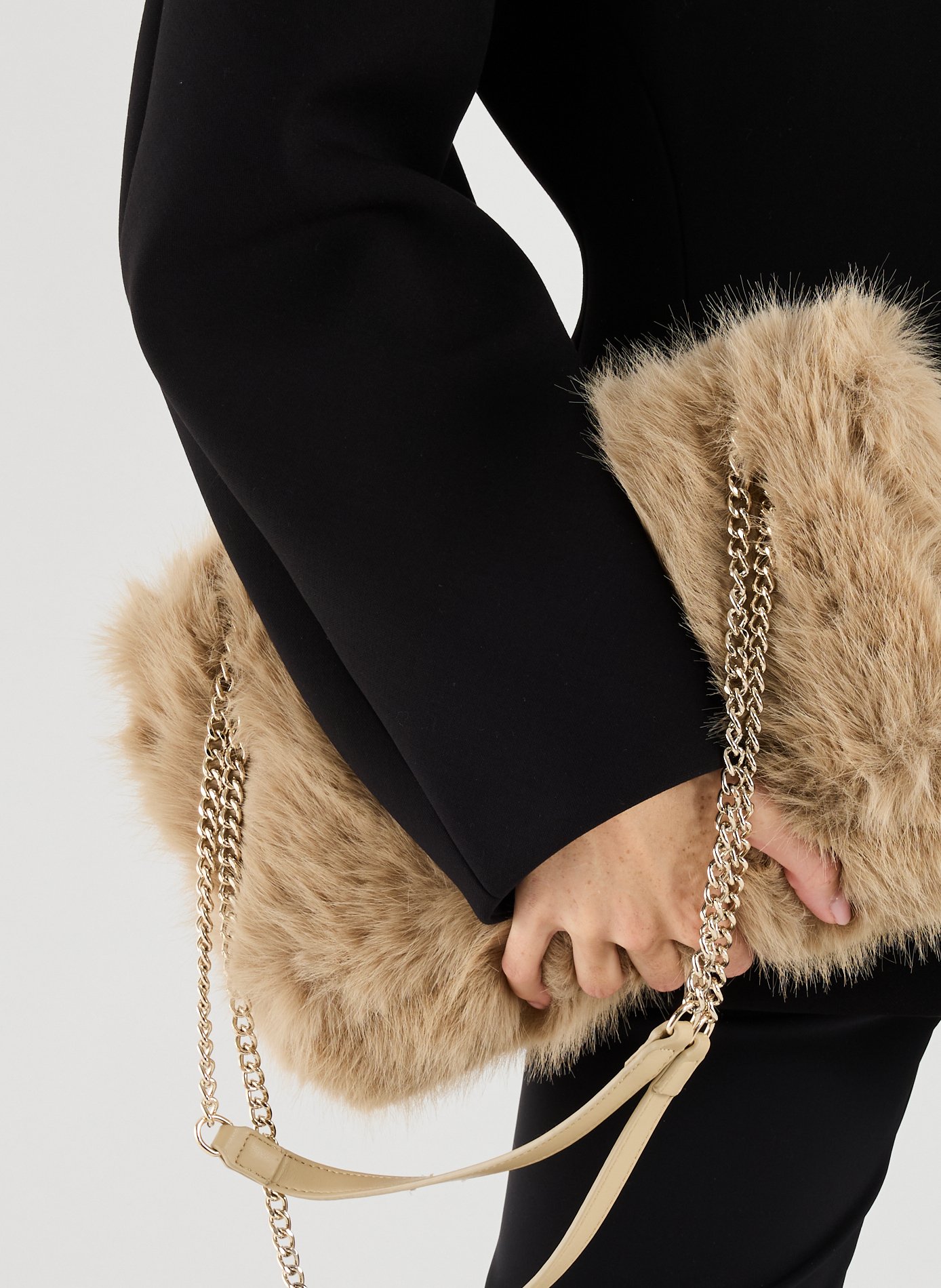 Faux fur shoulder bag AU PRINTEMPS PARIS Beige