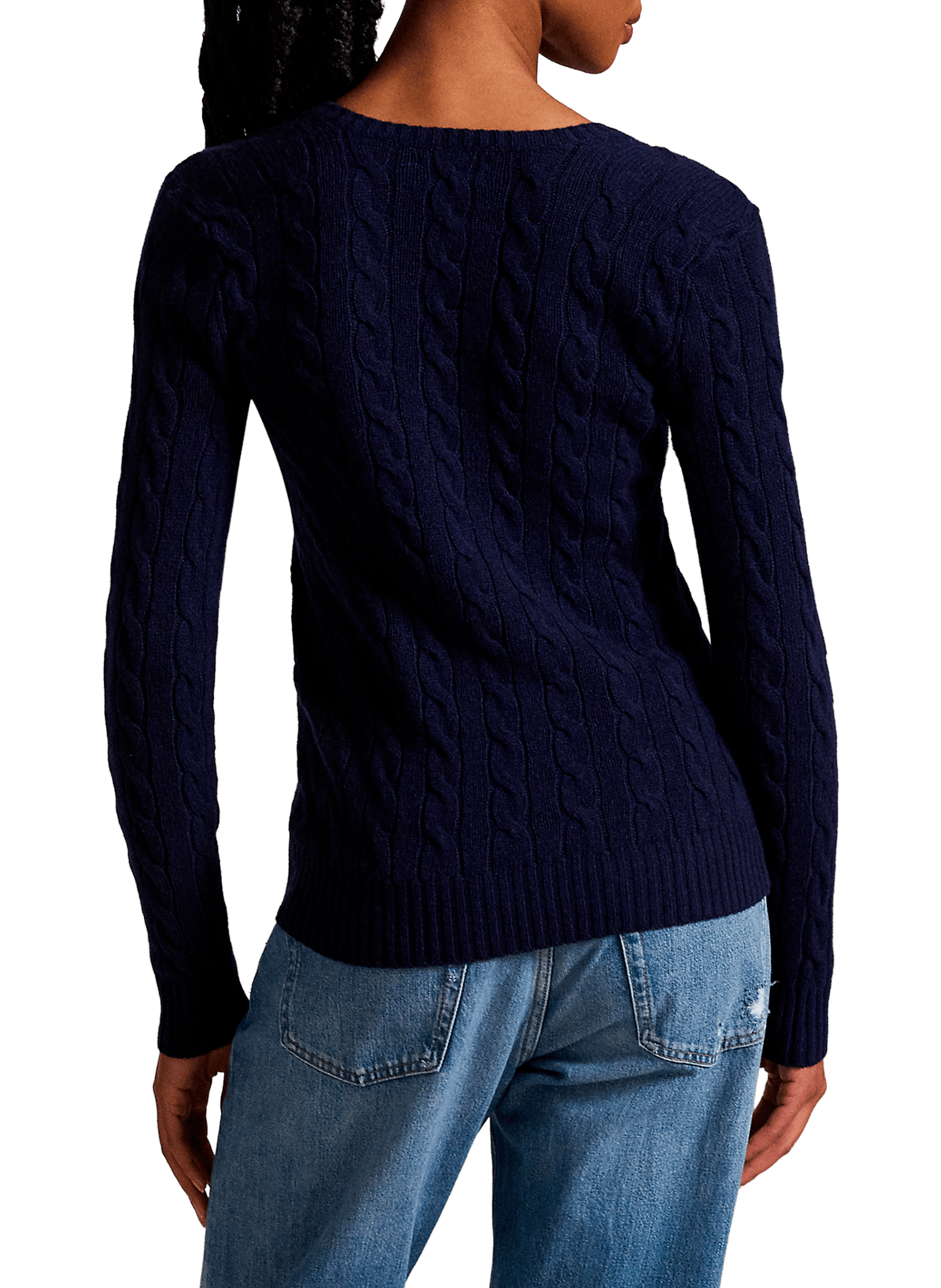 Pull col V en laine et cachemire POLO RALPH LAUREN Bleu