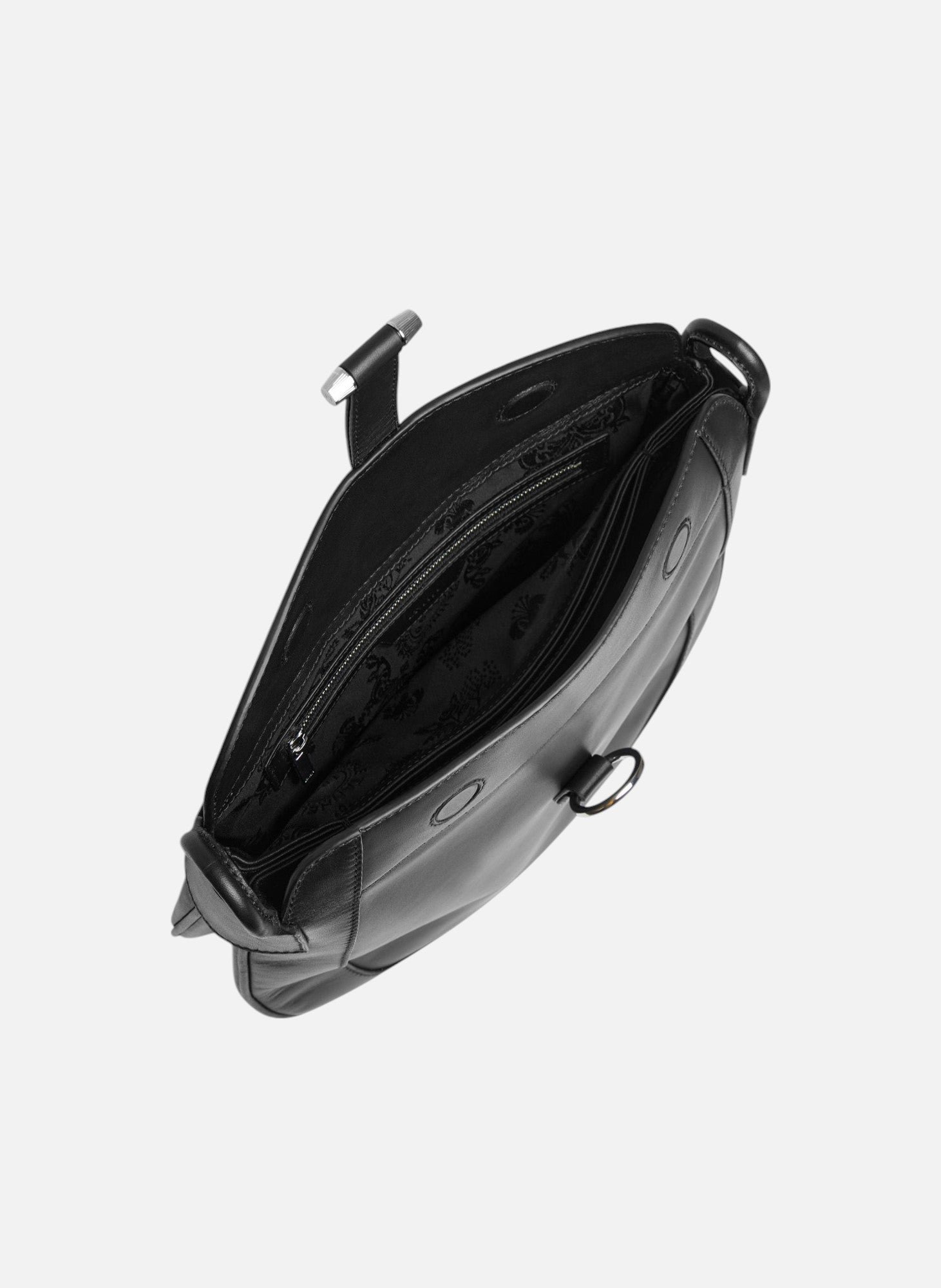 Grand sac bandoulière pia en cuir lisse LE TANNEUR Noir