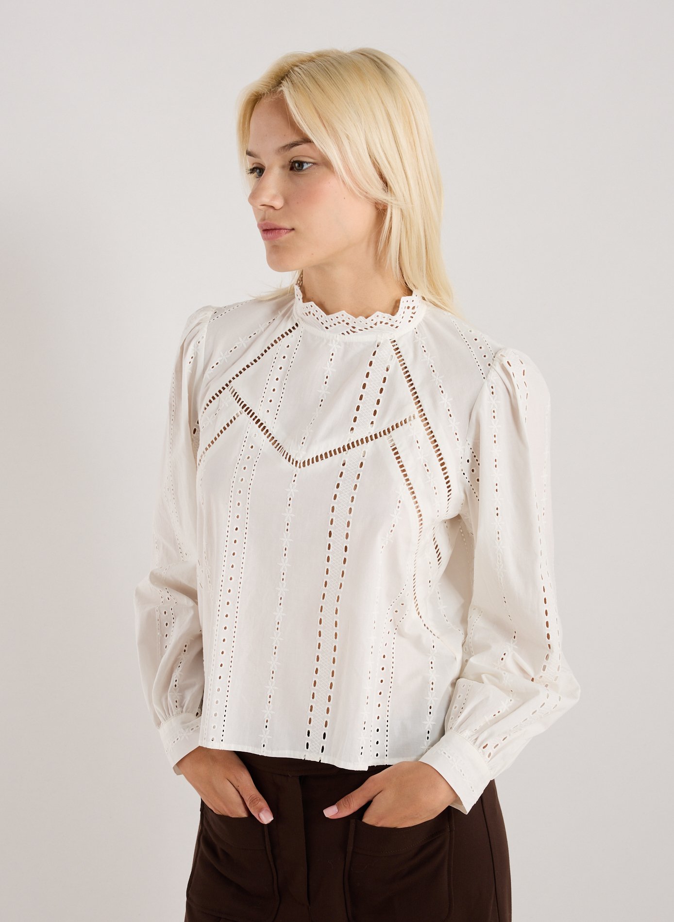 SUNCOO Blouse brodée ample en coton Blanc