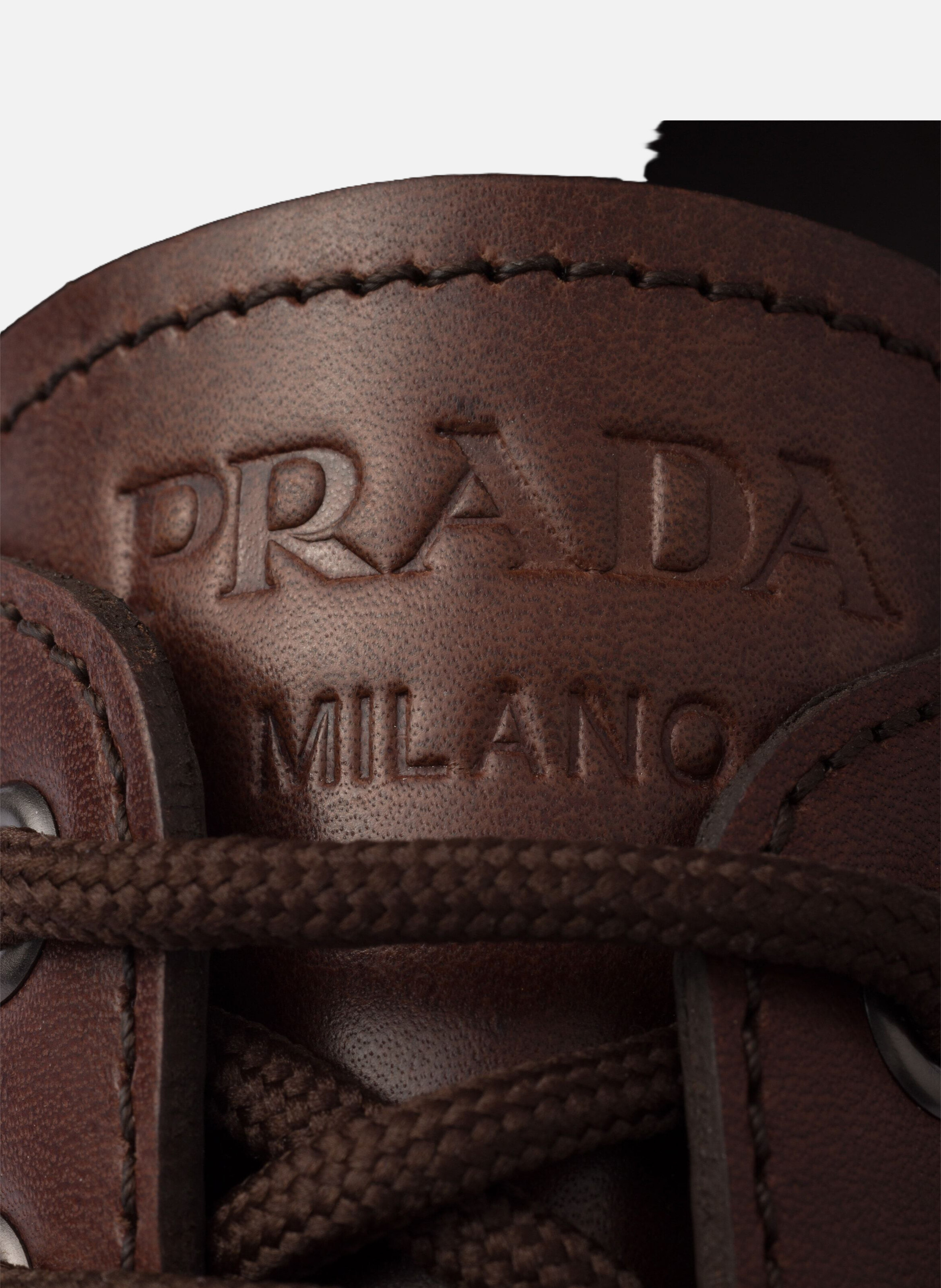 Mocassins en cuir à lacets PRADA Marron