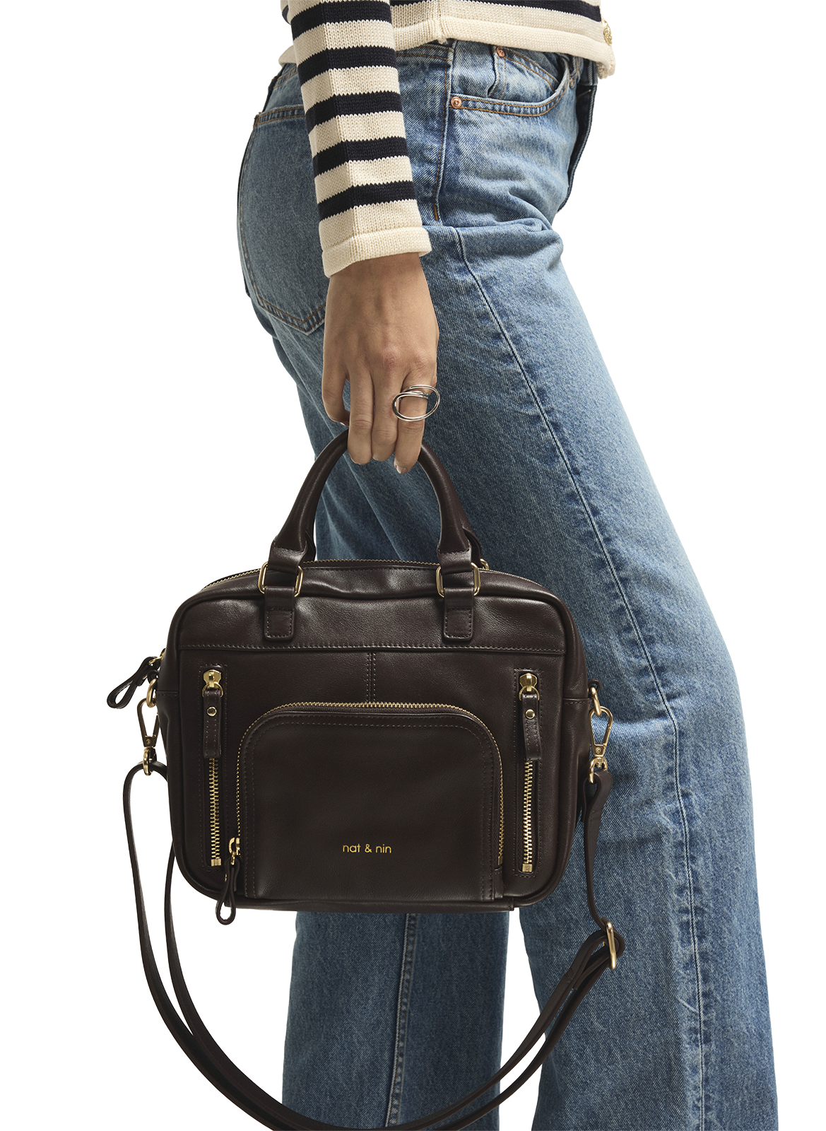 Mini Macy leather bag NAT & NIN Brown