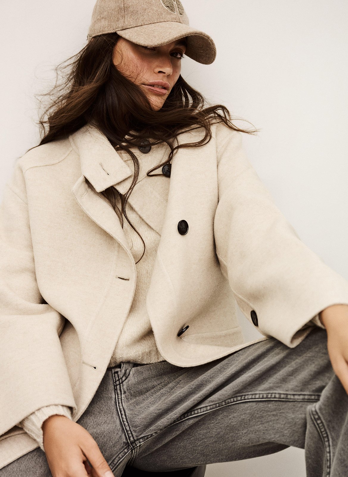 Manteau col montant en laine lourthney BA&SH Beige