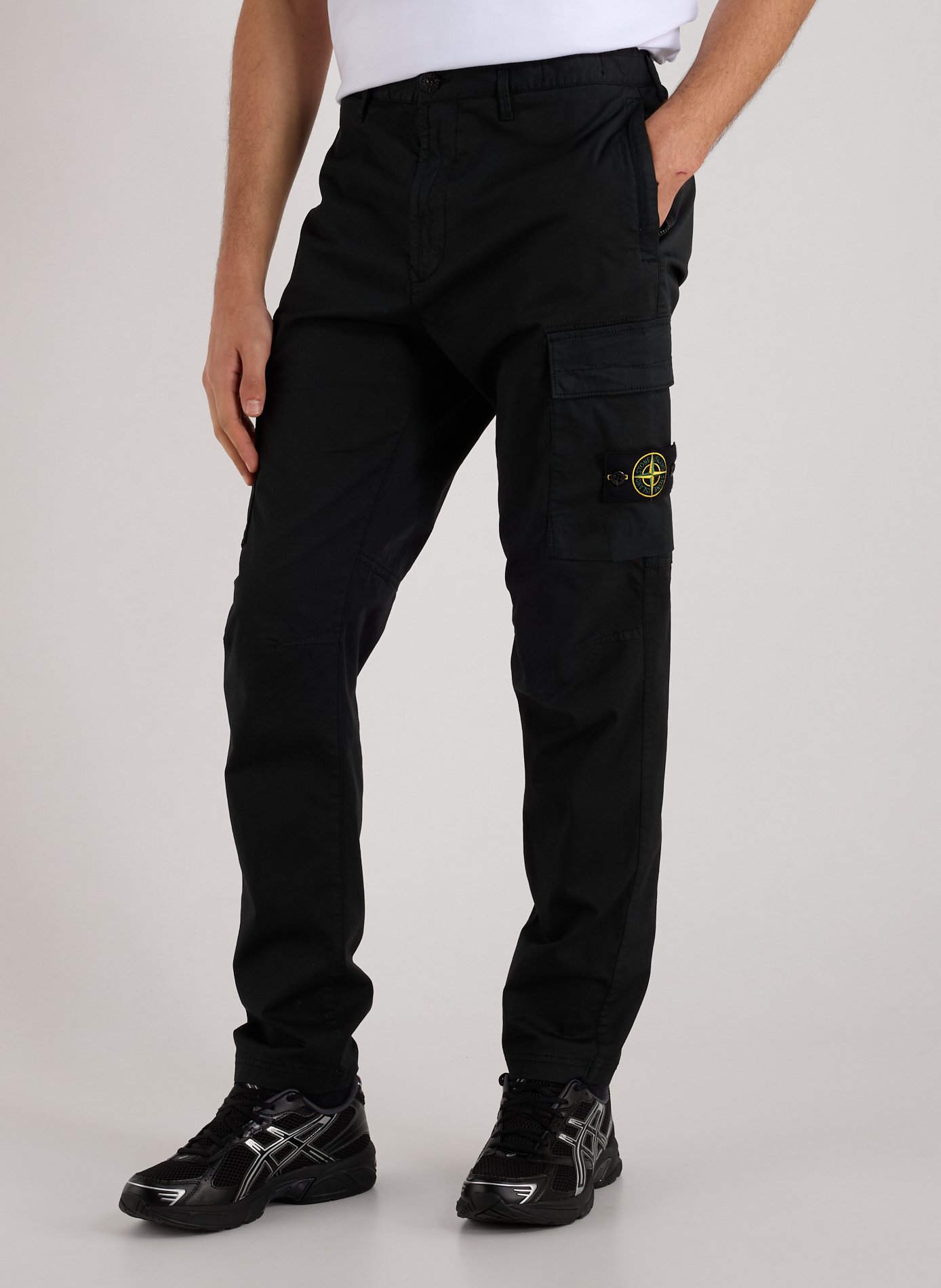 STONE ISLAND Pantalon cargo en coton mélangé Noir