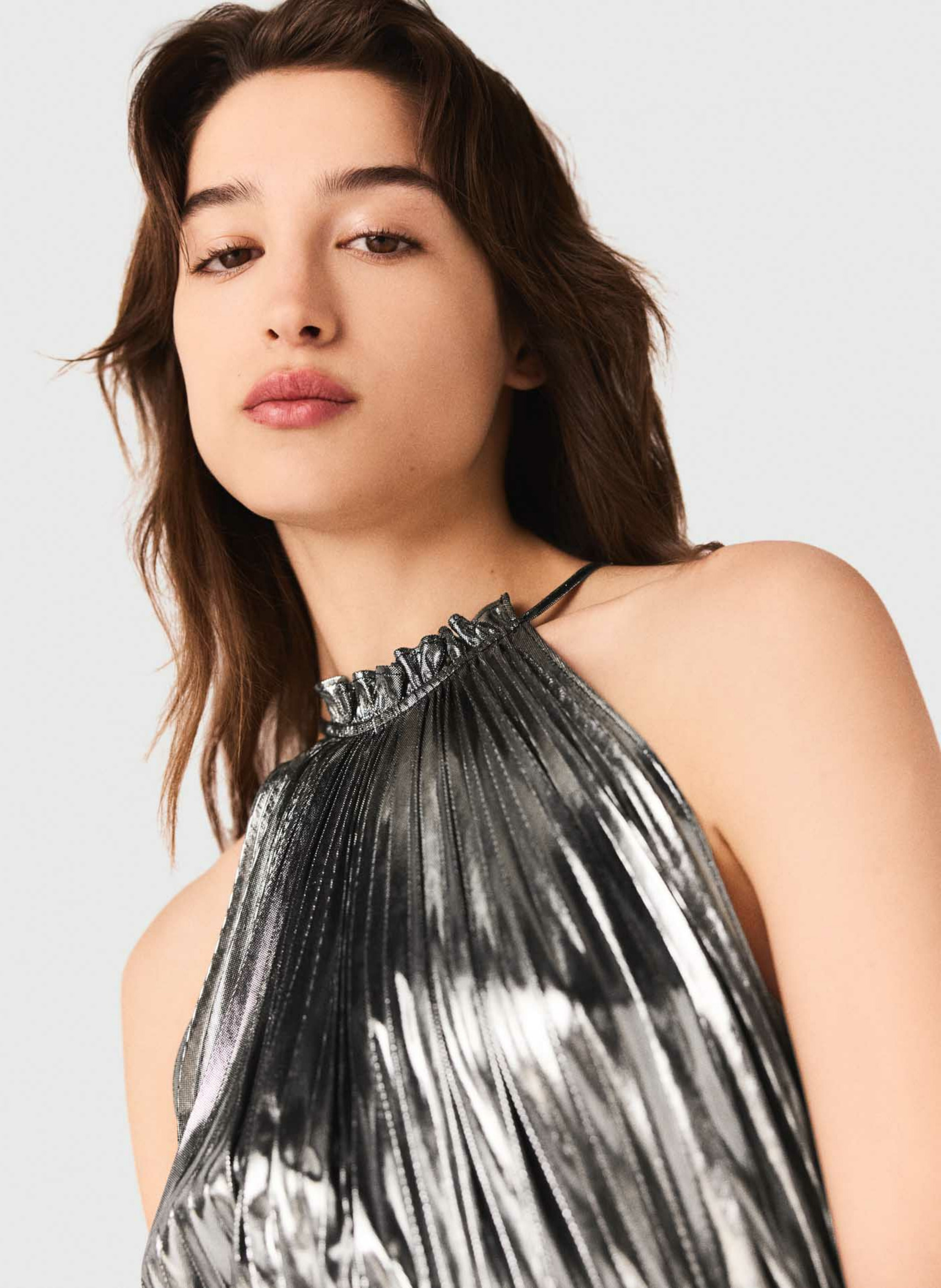 Robe longue métallisée Argent