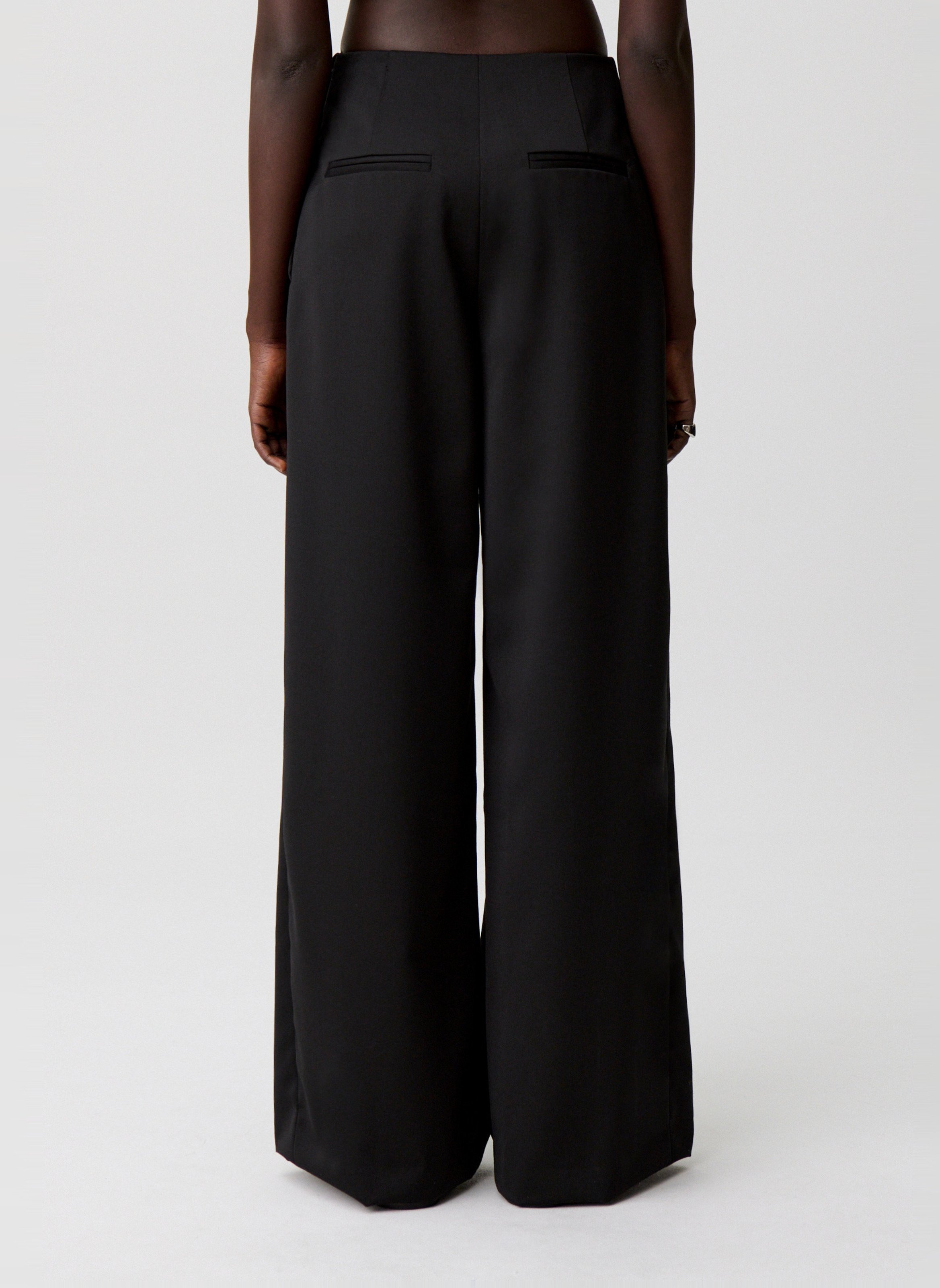 Pantalon large taille haute Noir