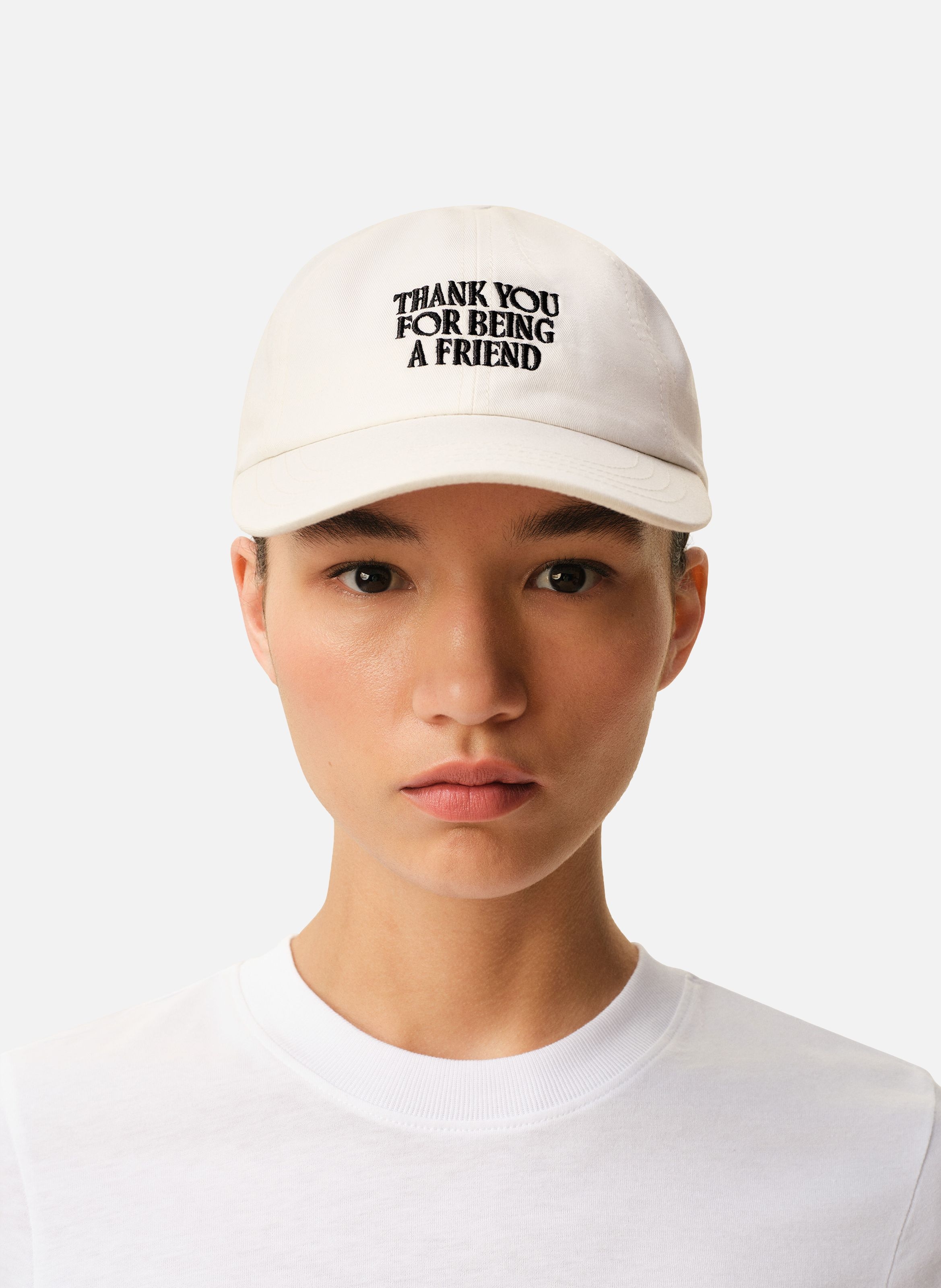 Casquette broderie thank you for being a friend unisexe en coton AMI PARIS Blanc