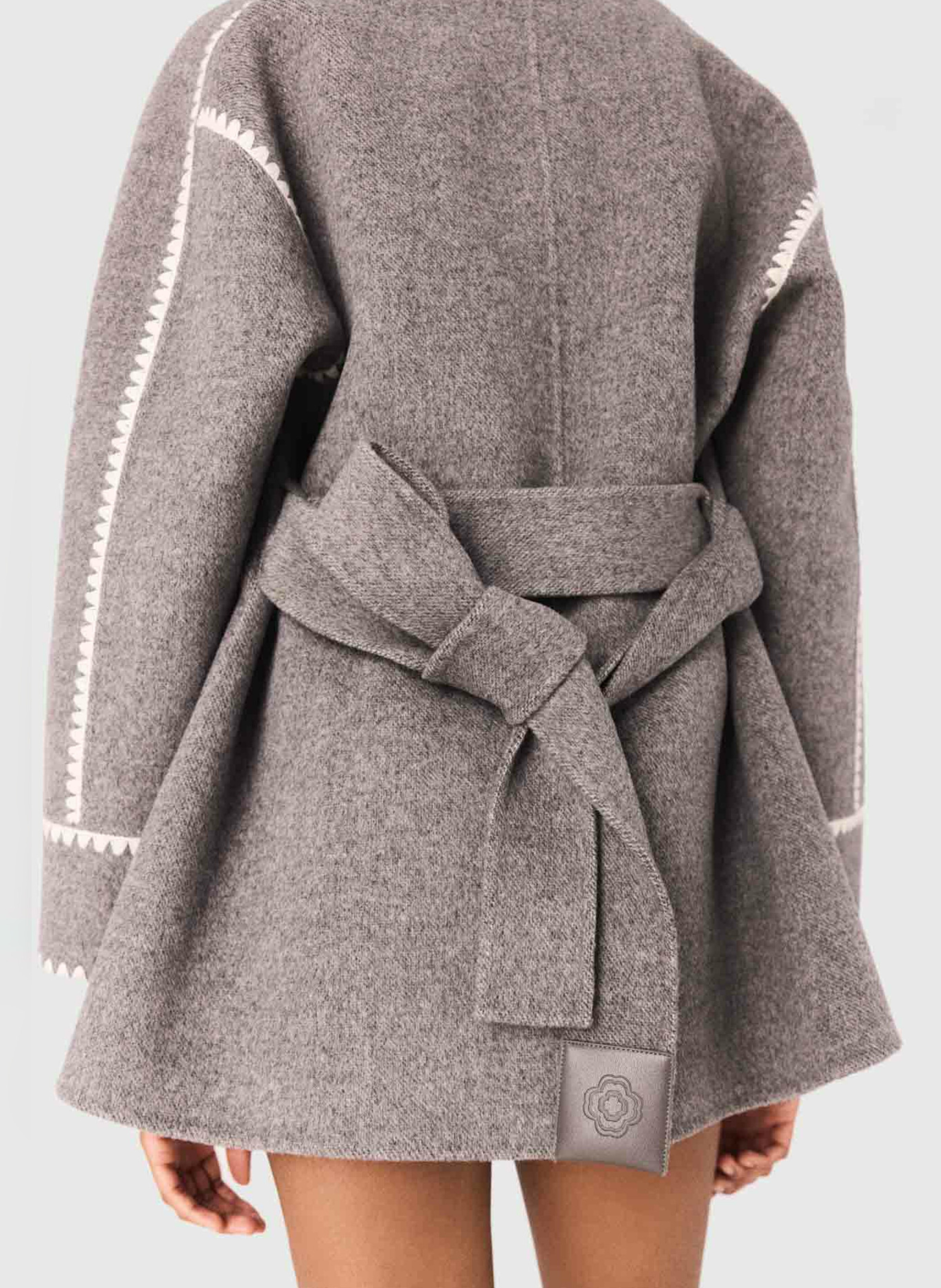 Gilet col montant en laine mélangée Gris