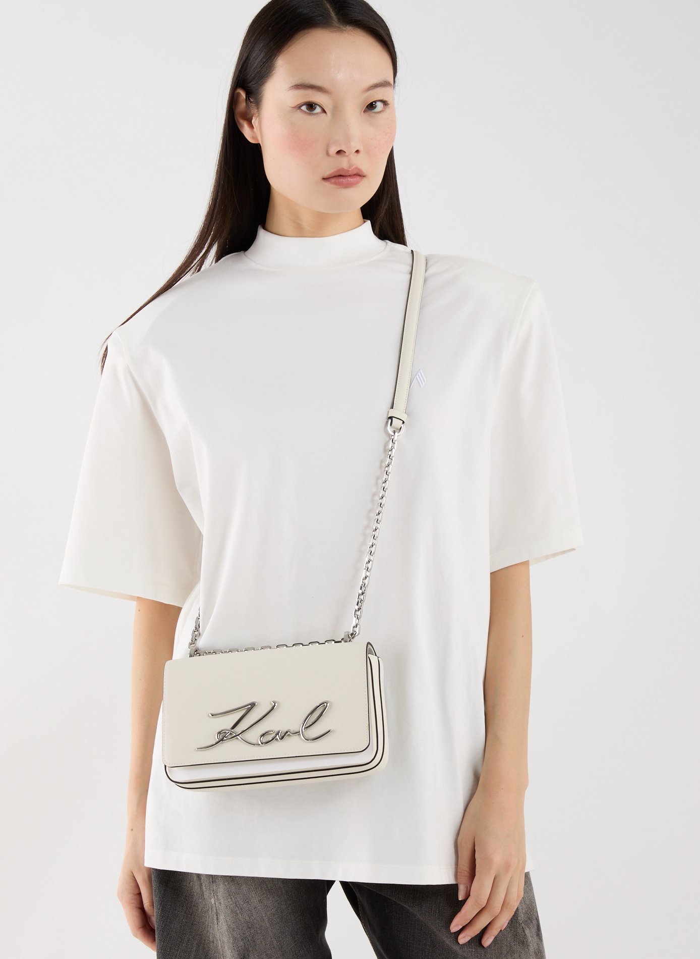 Leather Shoulder bag KARL LAGERFELD Beige