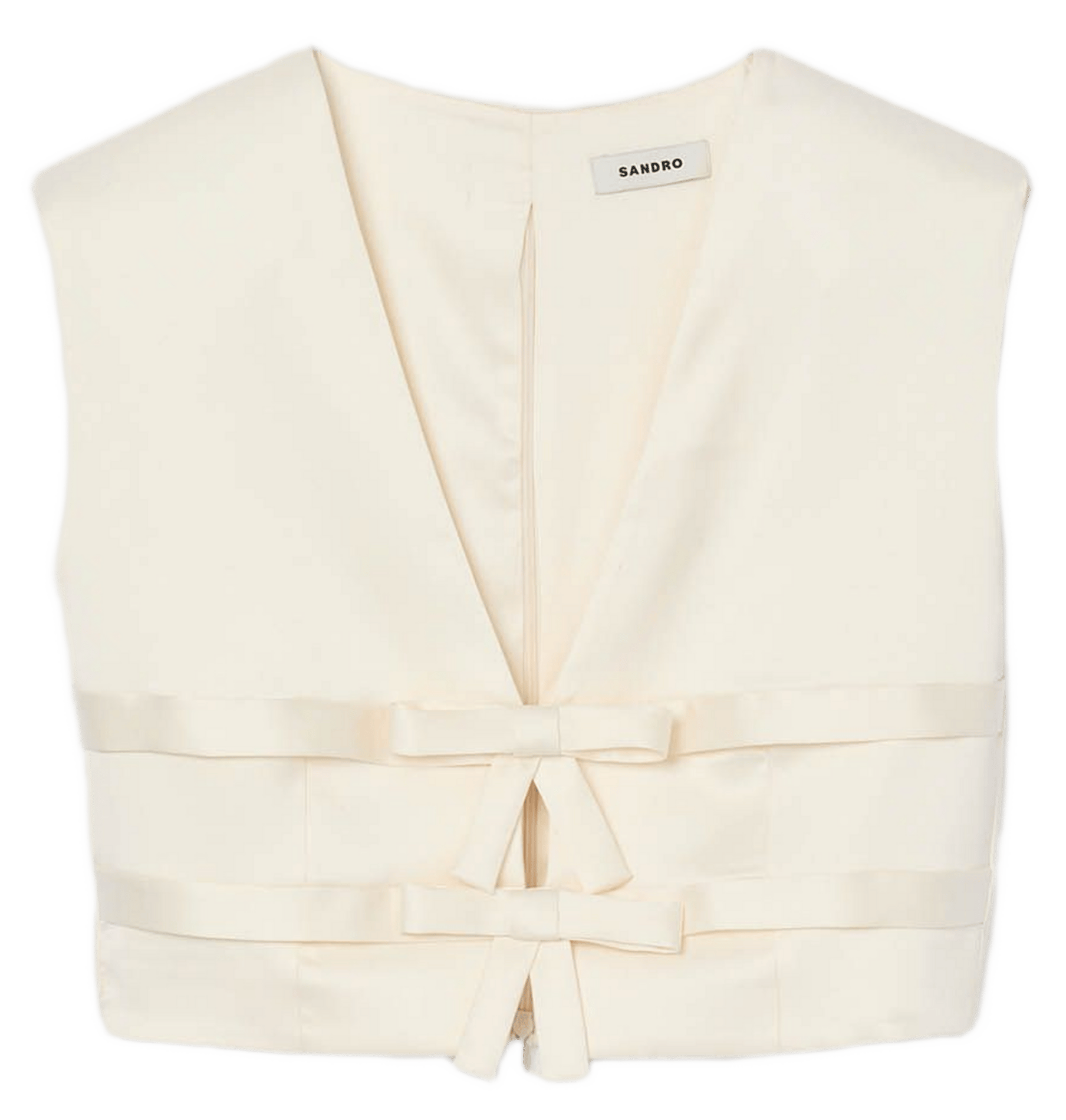 Top court satiné sans manches à noeuds SANDRO Beige