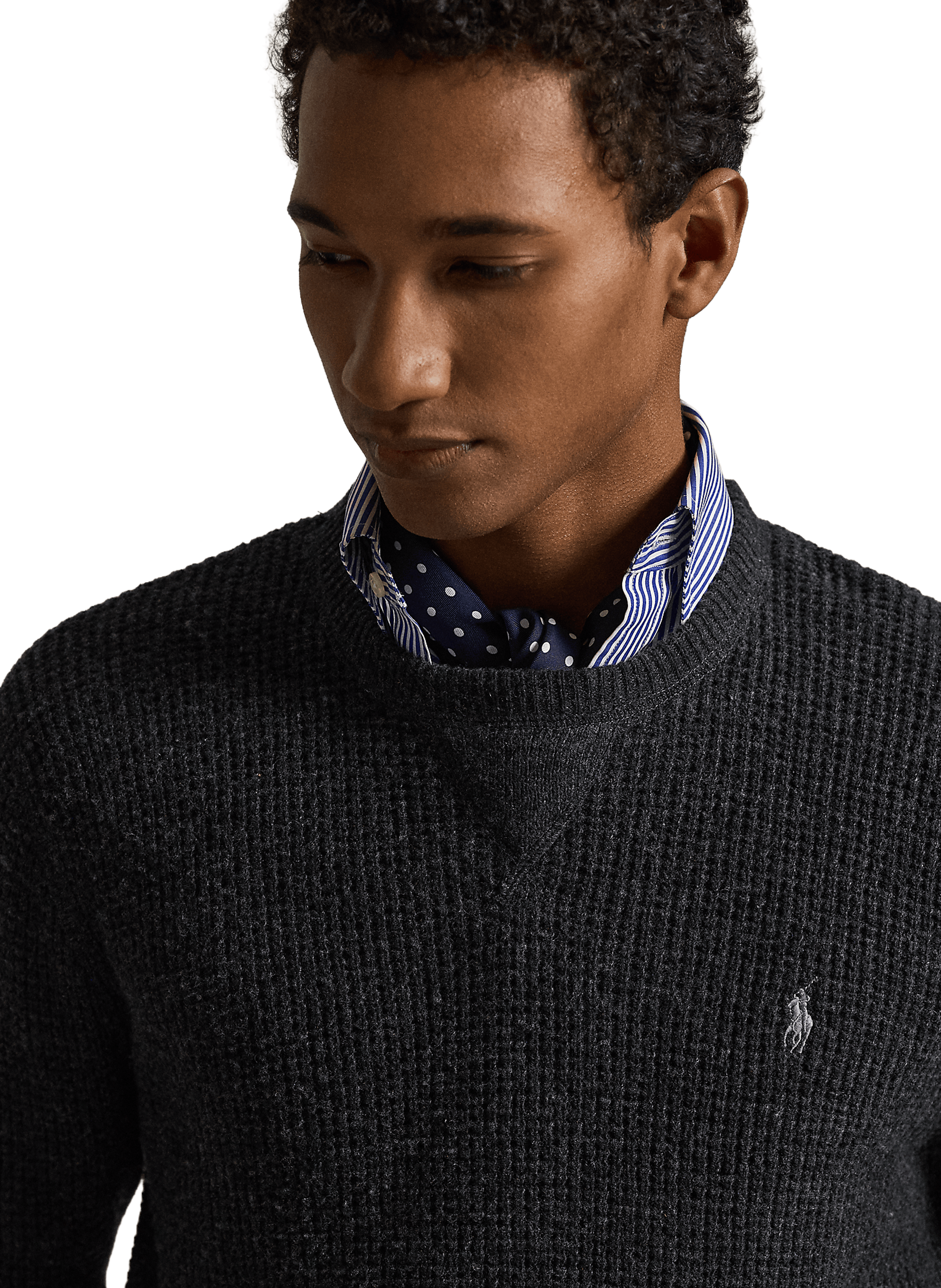 Pull col rond en tricot POLO RALPH LAUREN Gris