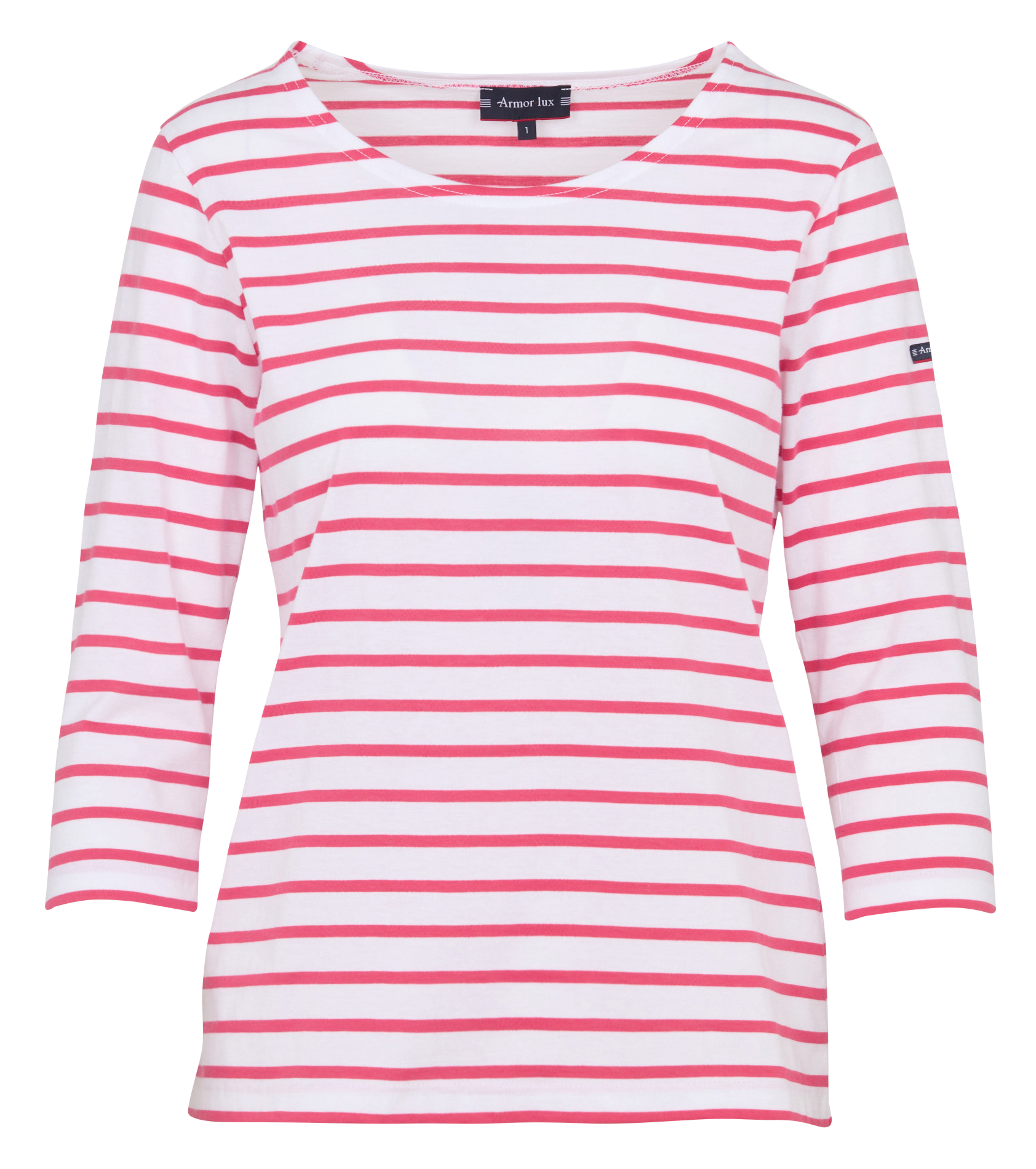 Tee-shirt droit col rond en coton  Blanc-primerose