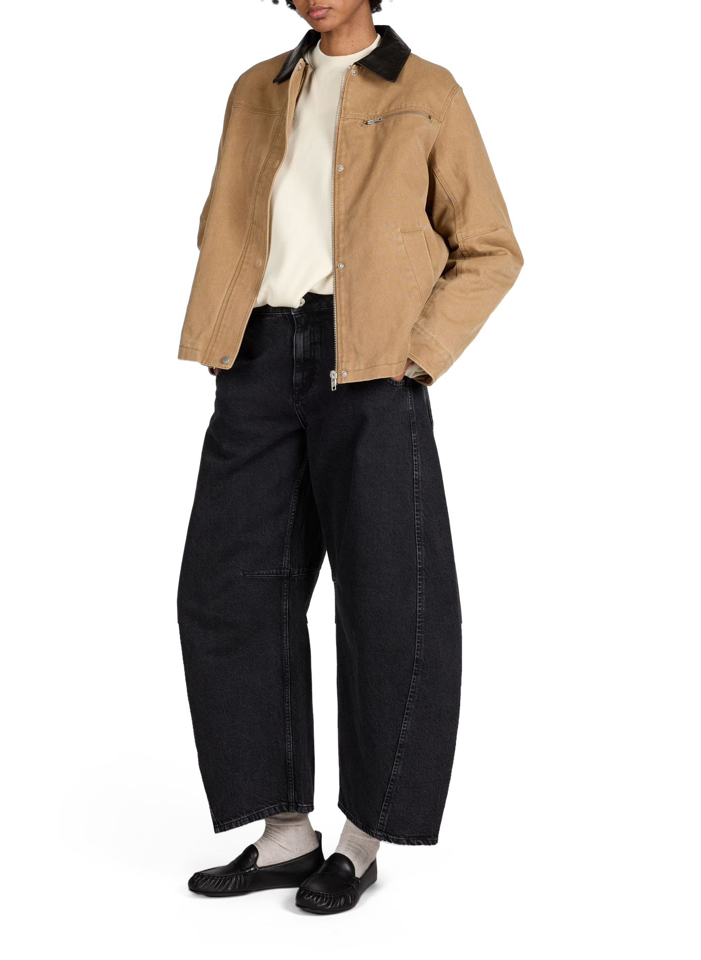 Veste ample à col classique contrastant TOPSHOP Beige