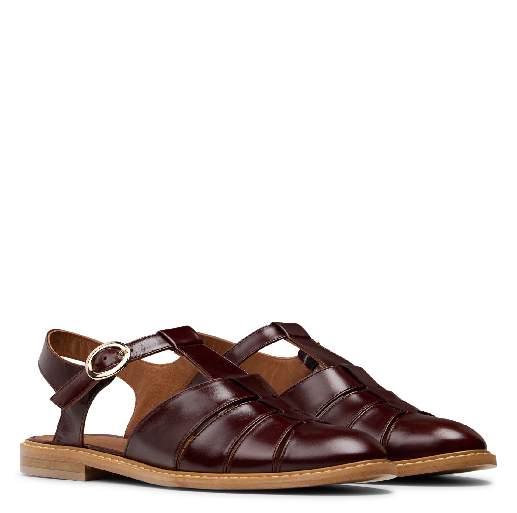 Sandales plates en cuir sullivan MAISON 123 Rouge