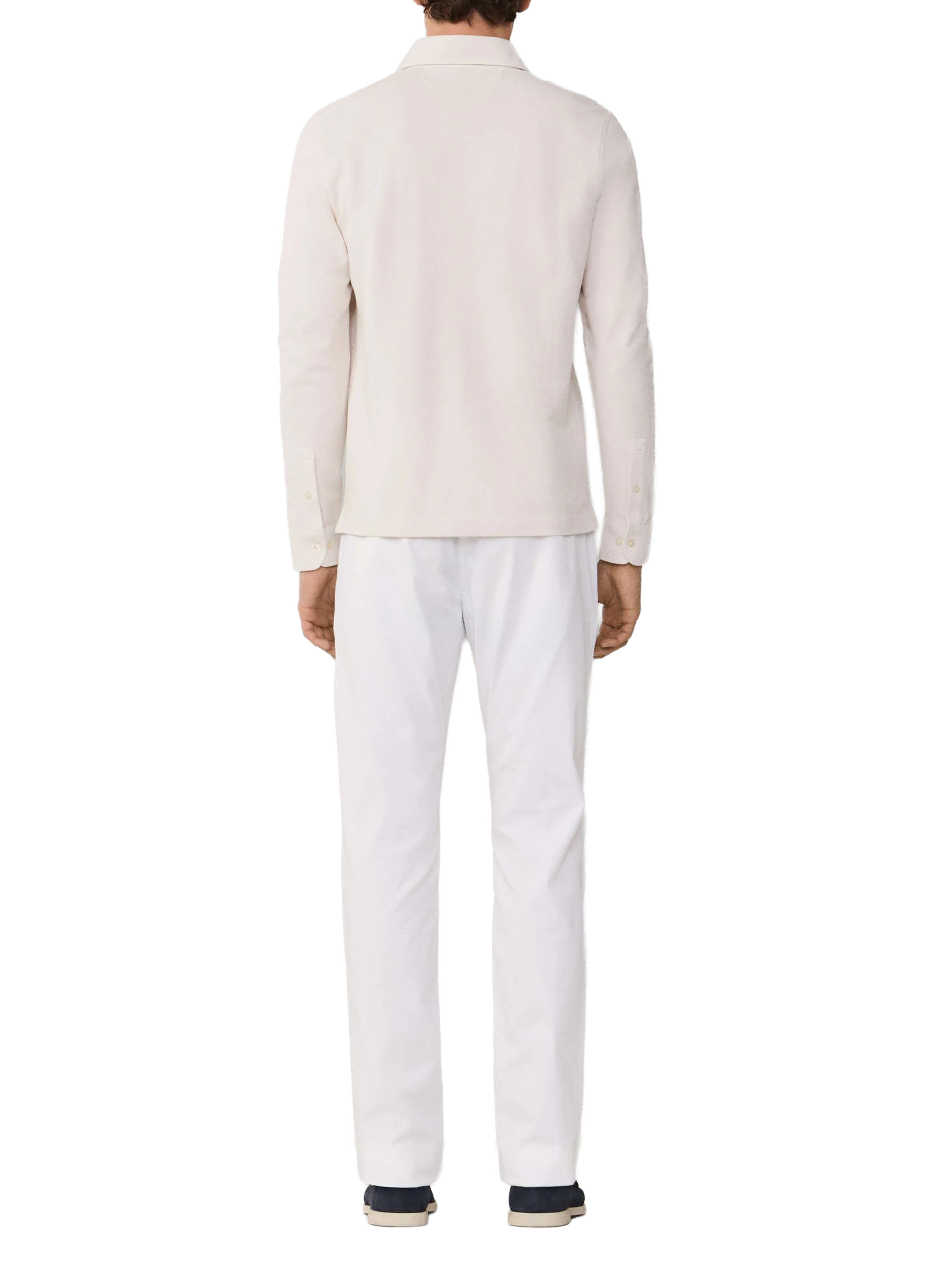 Long-sleeve cotton Polo shirt FACONNABLE White