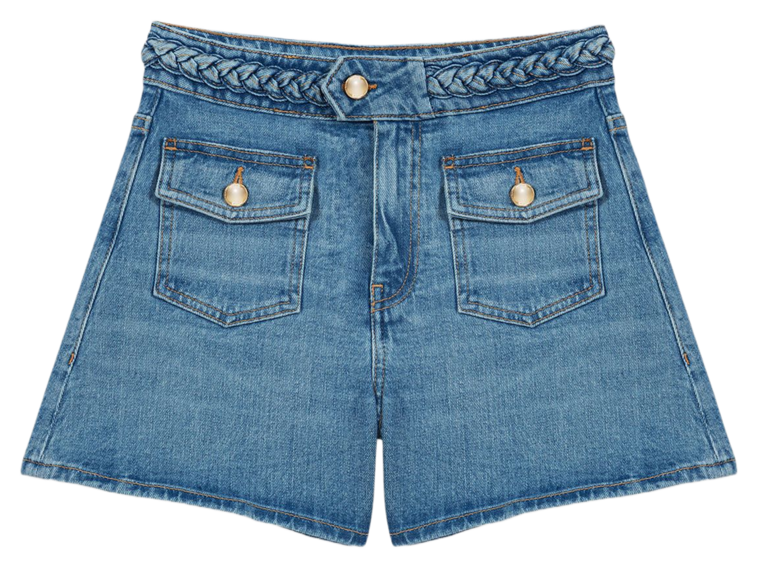 Short en jean droit en coton mélangé MAJE Bleu