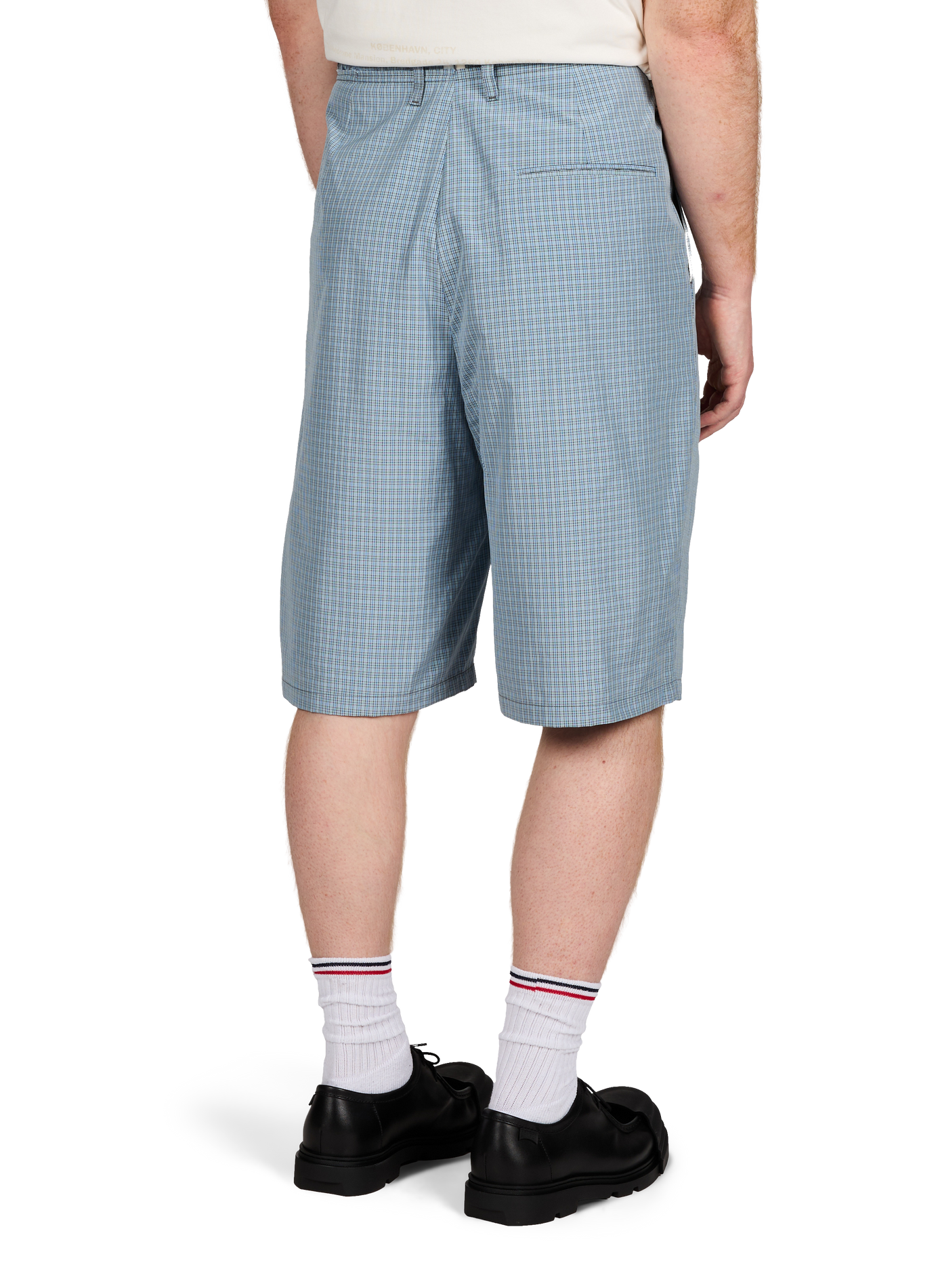 Checked cotton blend shorts CAMIEL FORTGENS Blue