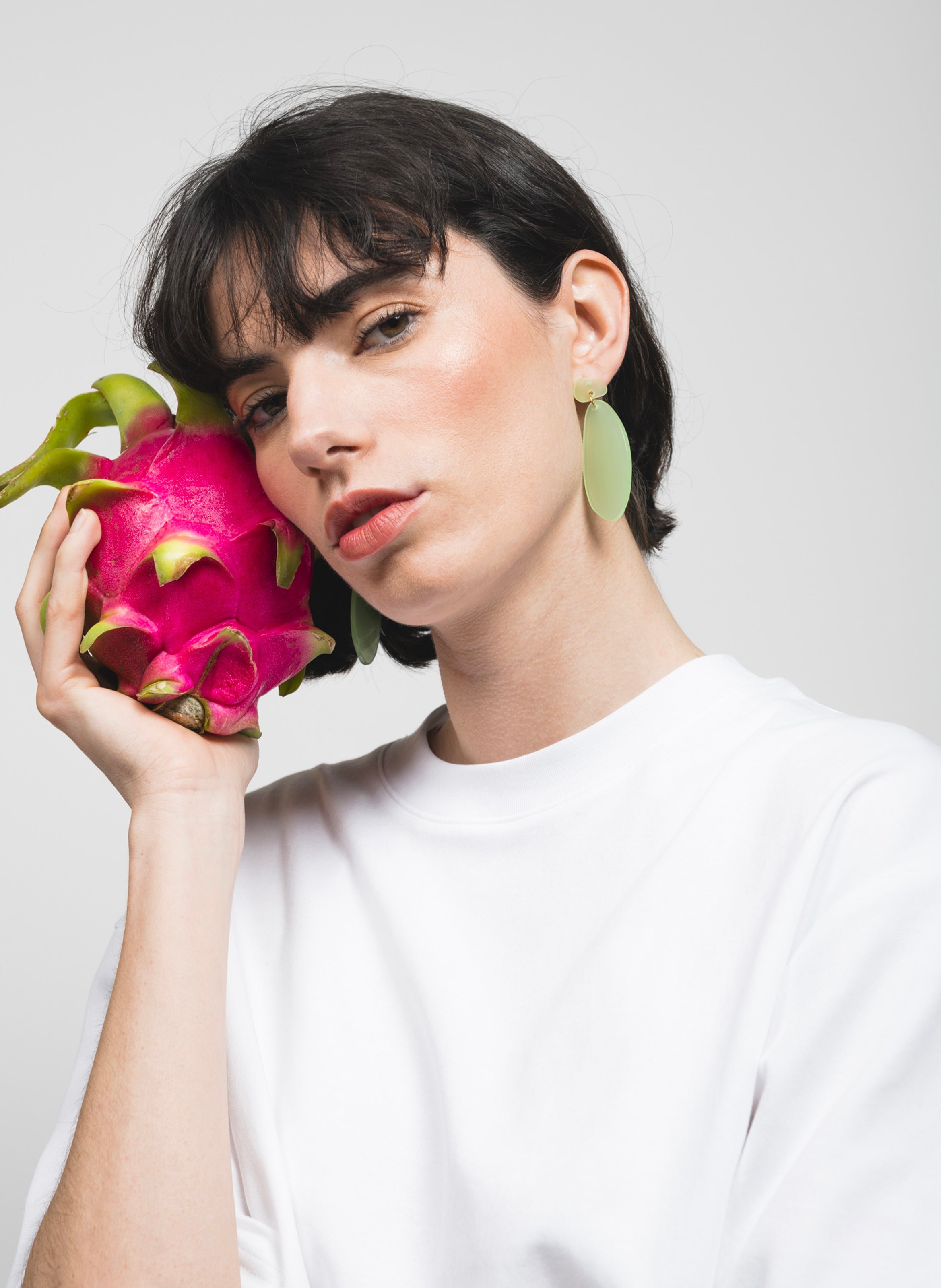 Boucles d'oreille ové en acétate de cellulose KURAGE GINZA Rose