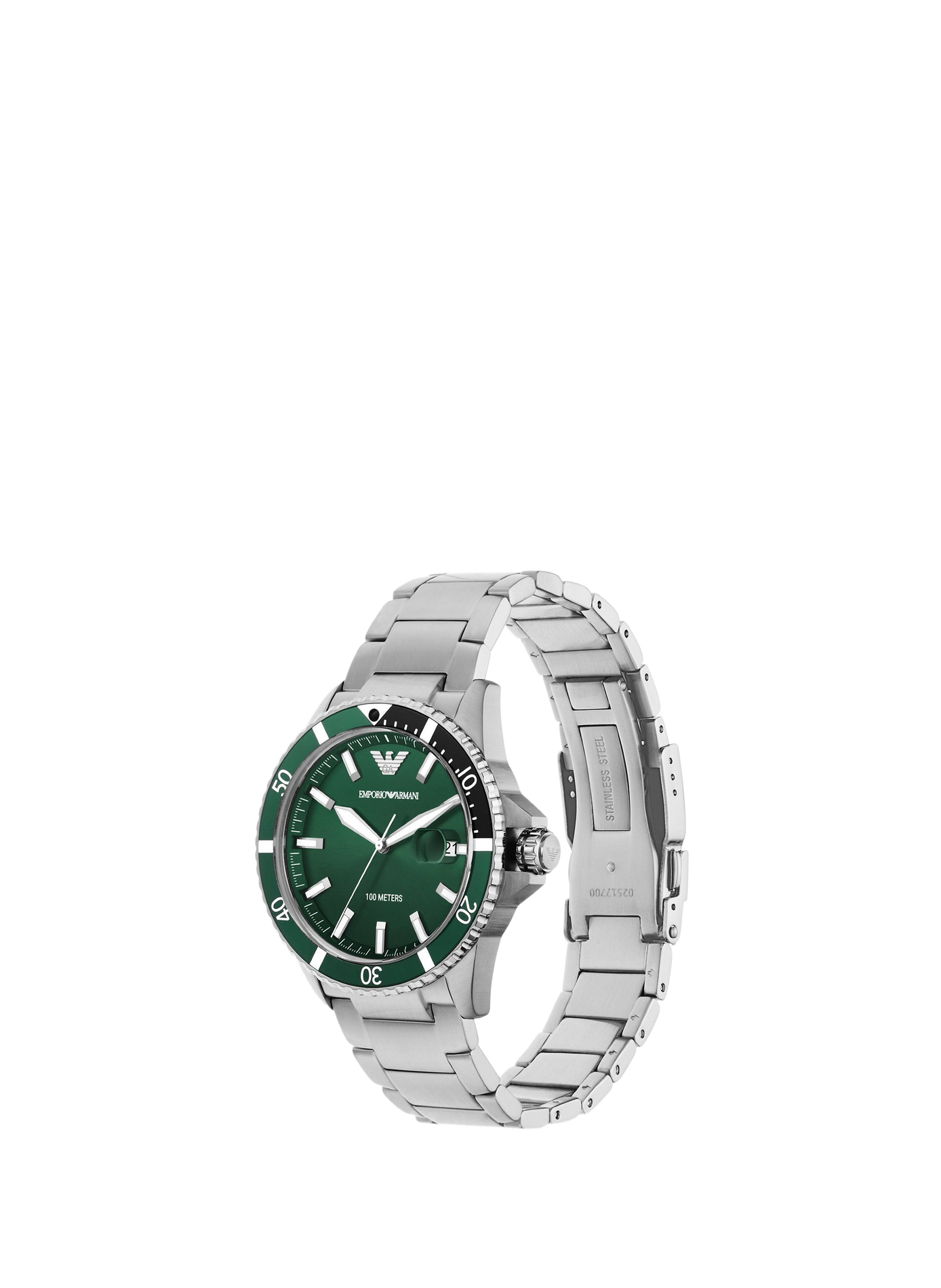 Montre quartz World Explorer en acier inoxydable ARMANI MONTRES Vert
