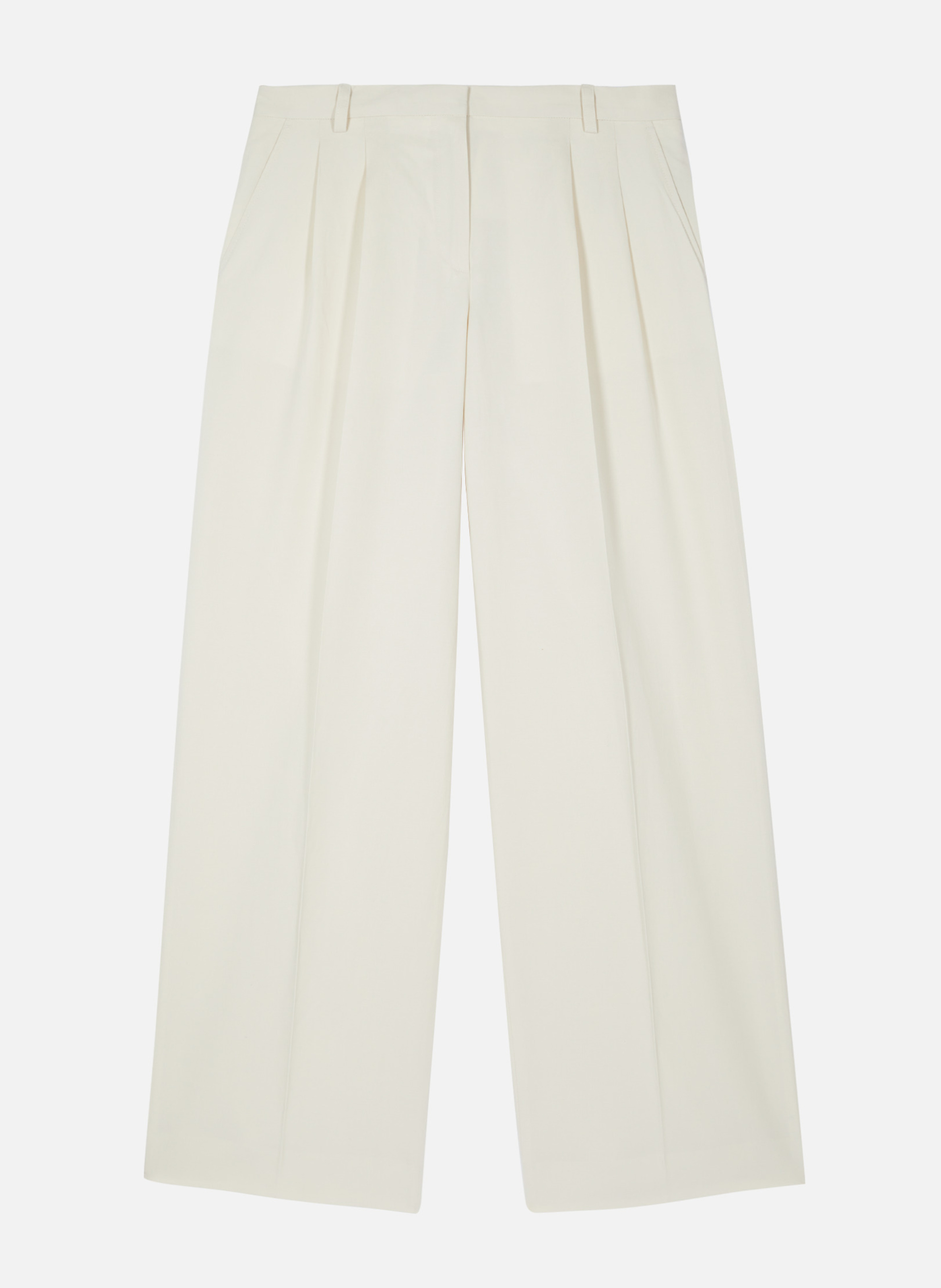 Pantalon de tailleur à pinces large en lin et coton THE KOOPLES Beige