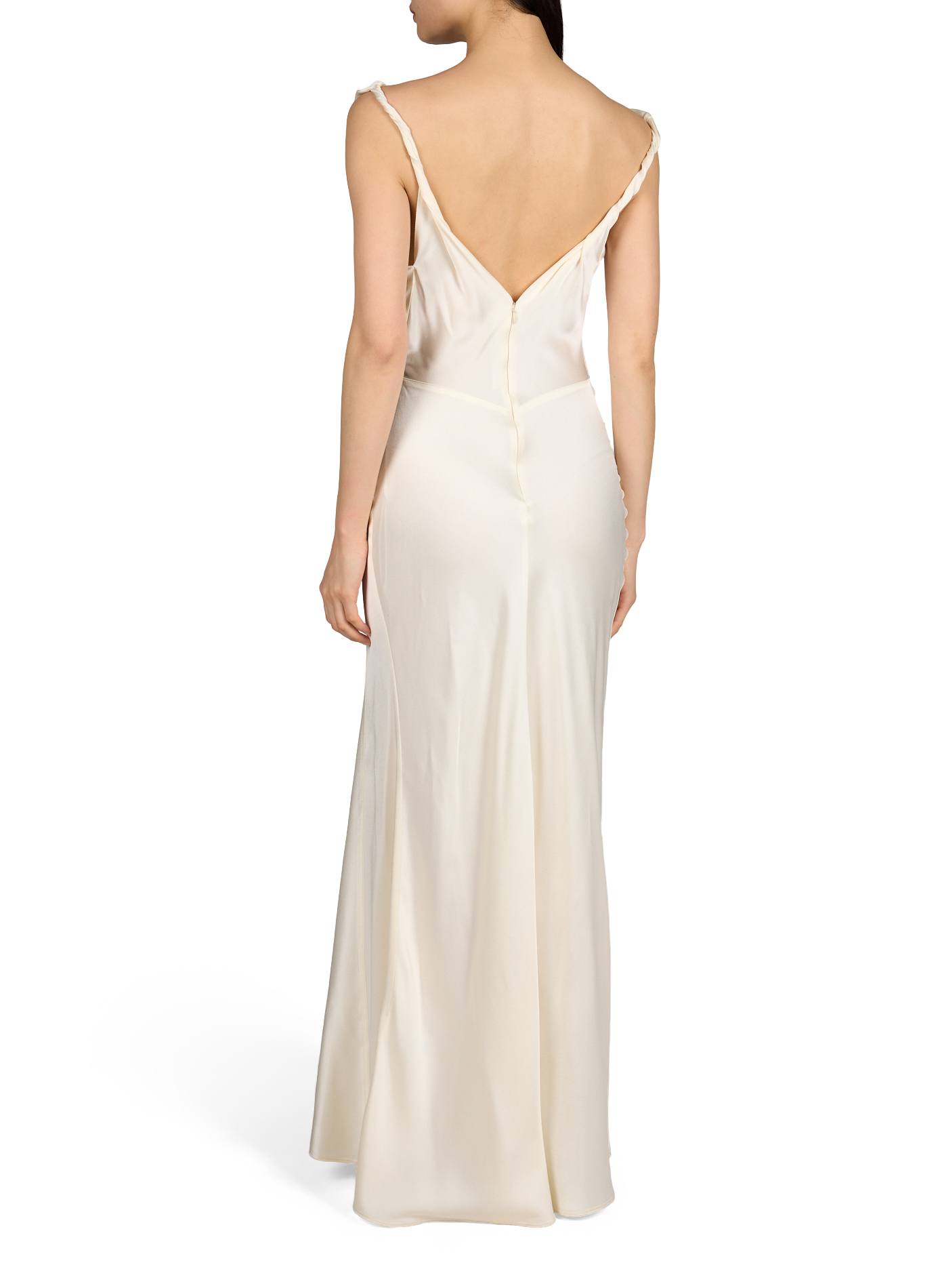 Robe sans manches drapée et satinée VICTORIA BECKHAM Blanc