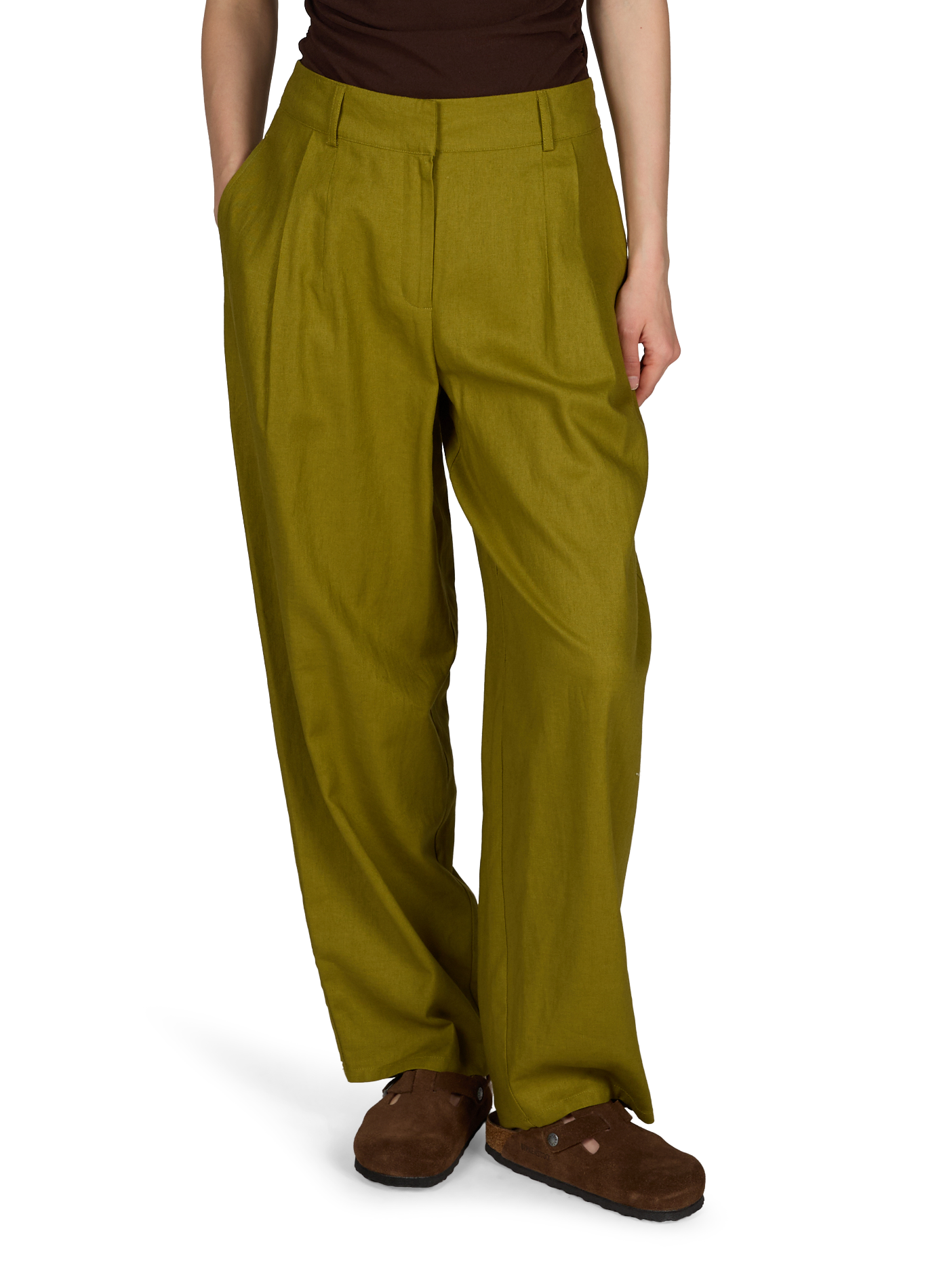 Solid linen blend trousers TOPSHOP