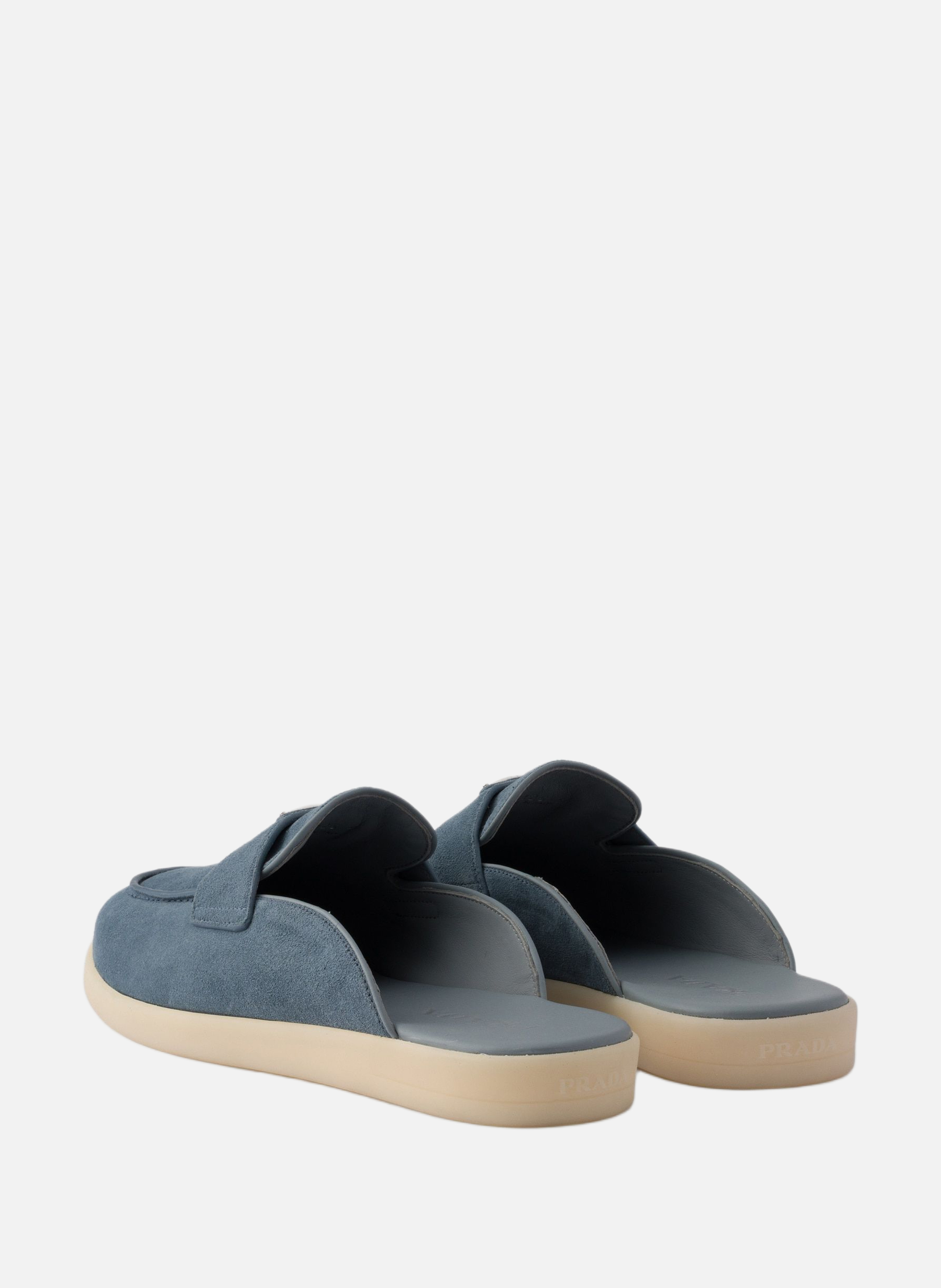 Mules en veau velours PRADA Bleu
