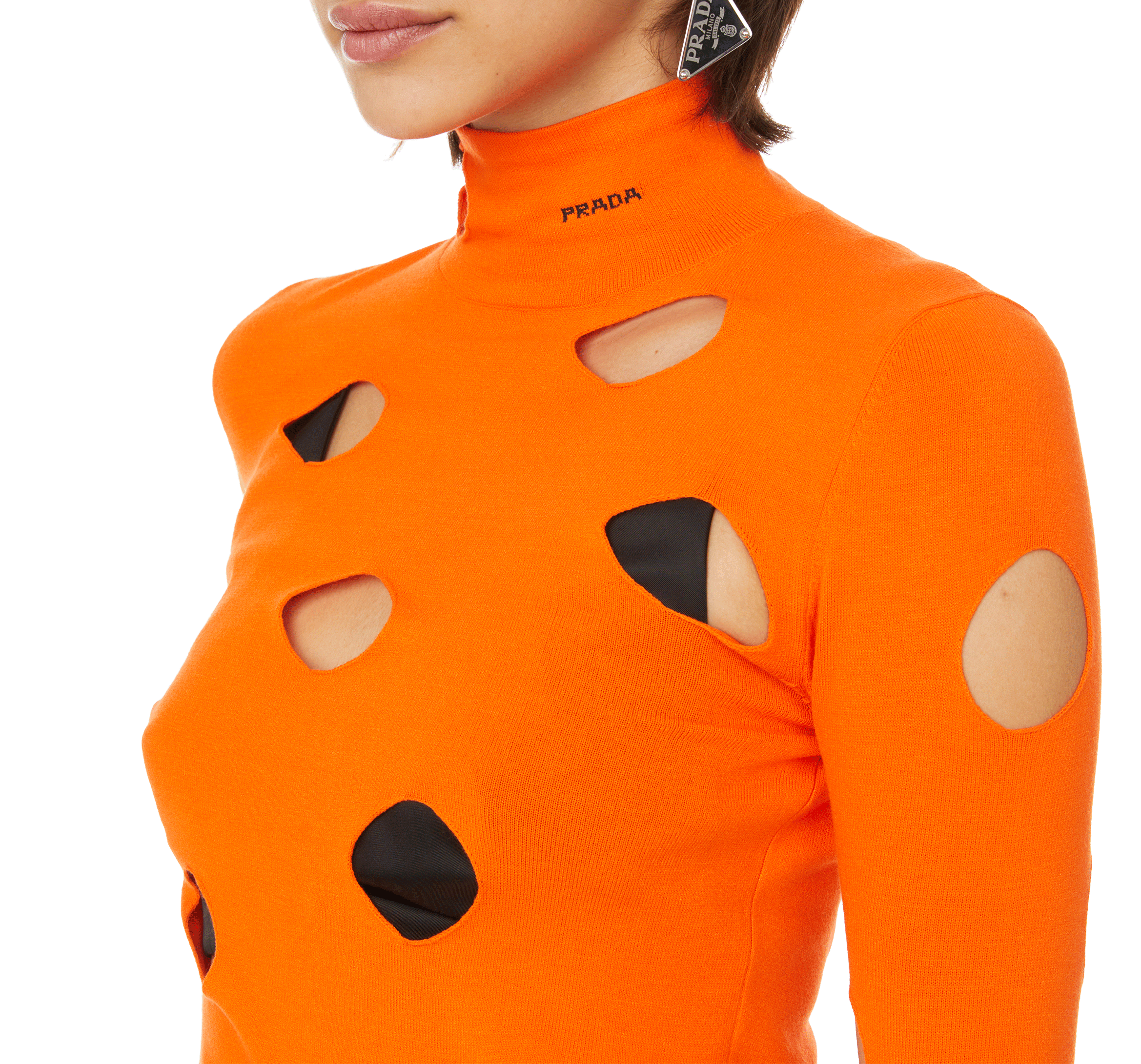 Strickpullover mit Ausschnitten PRADA Orange