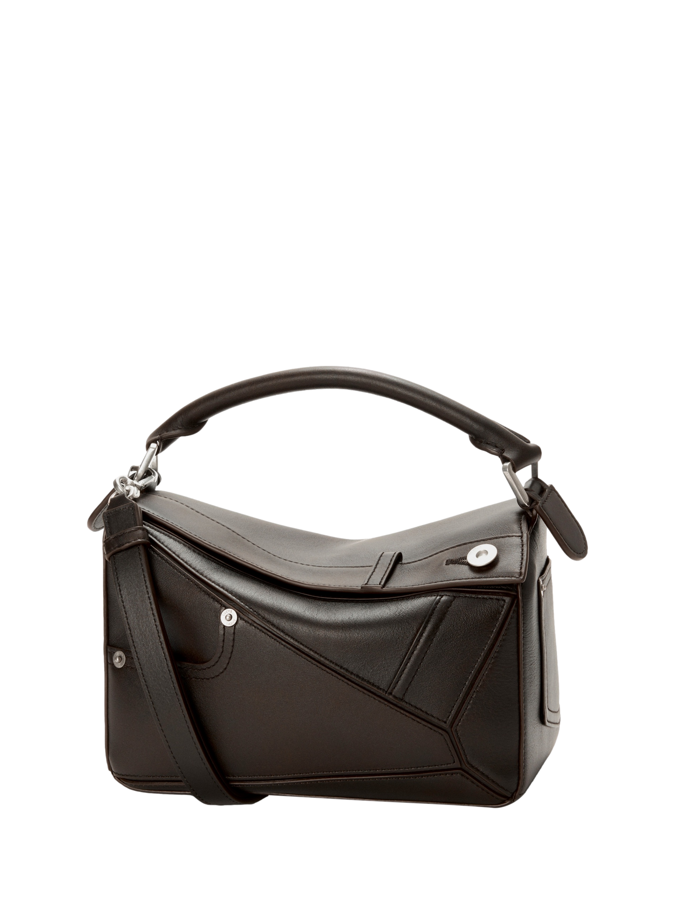 Kleine Puzzle Panta Handtasche aus glänzendem Kalbsleder LOEWE Braun
