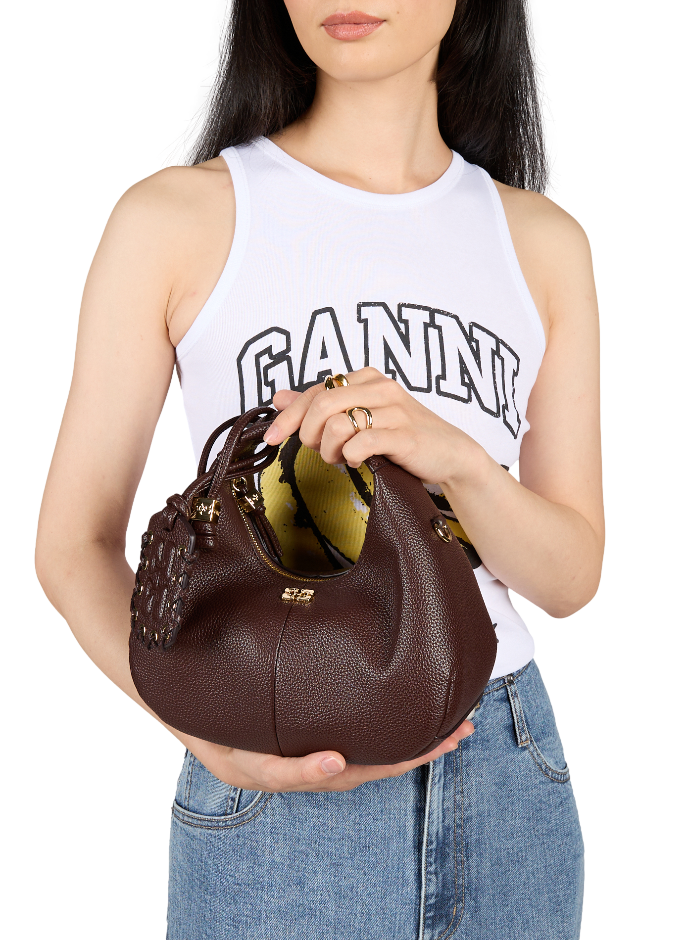 Cleo leather handbag GANNI Brown