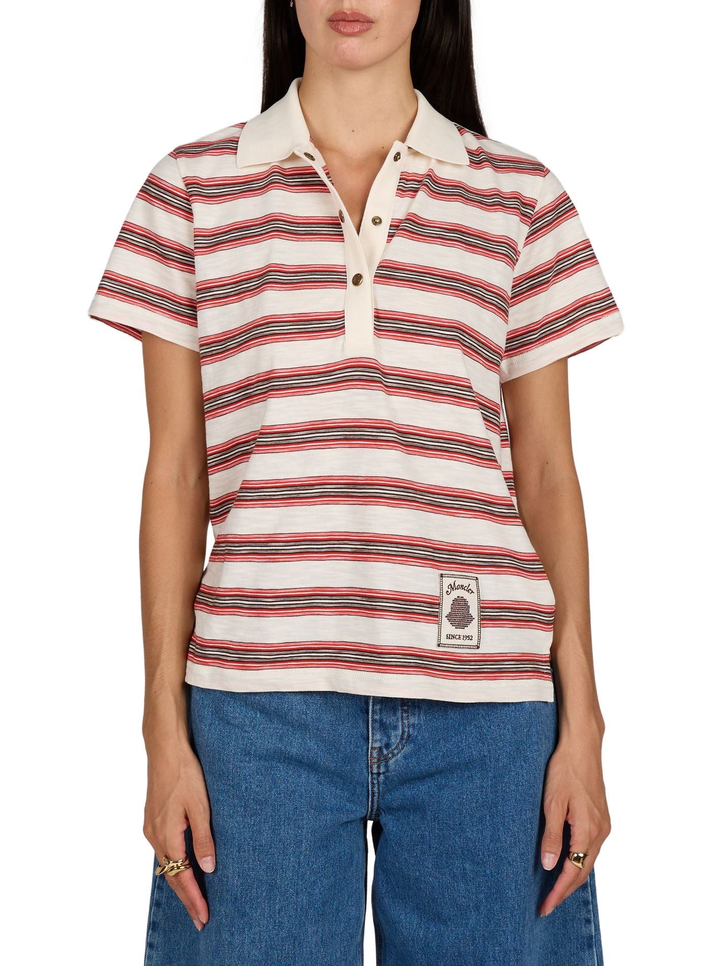 Striped straight cotton polo MONCLER Multicolour