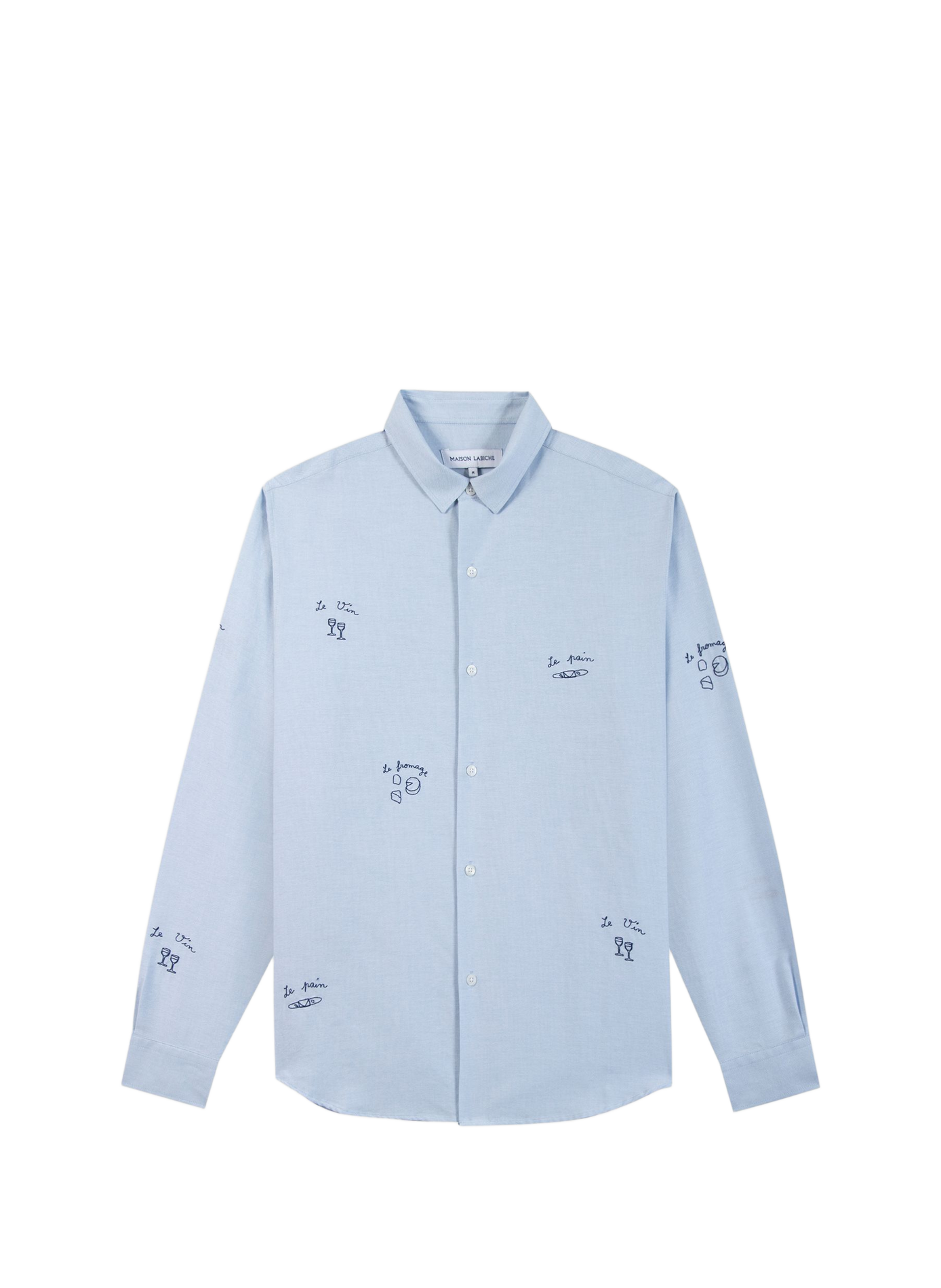 Straight shirt with classic collar in embroidered cotton MAISON LABICHE Blue