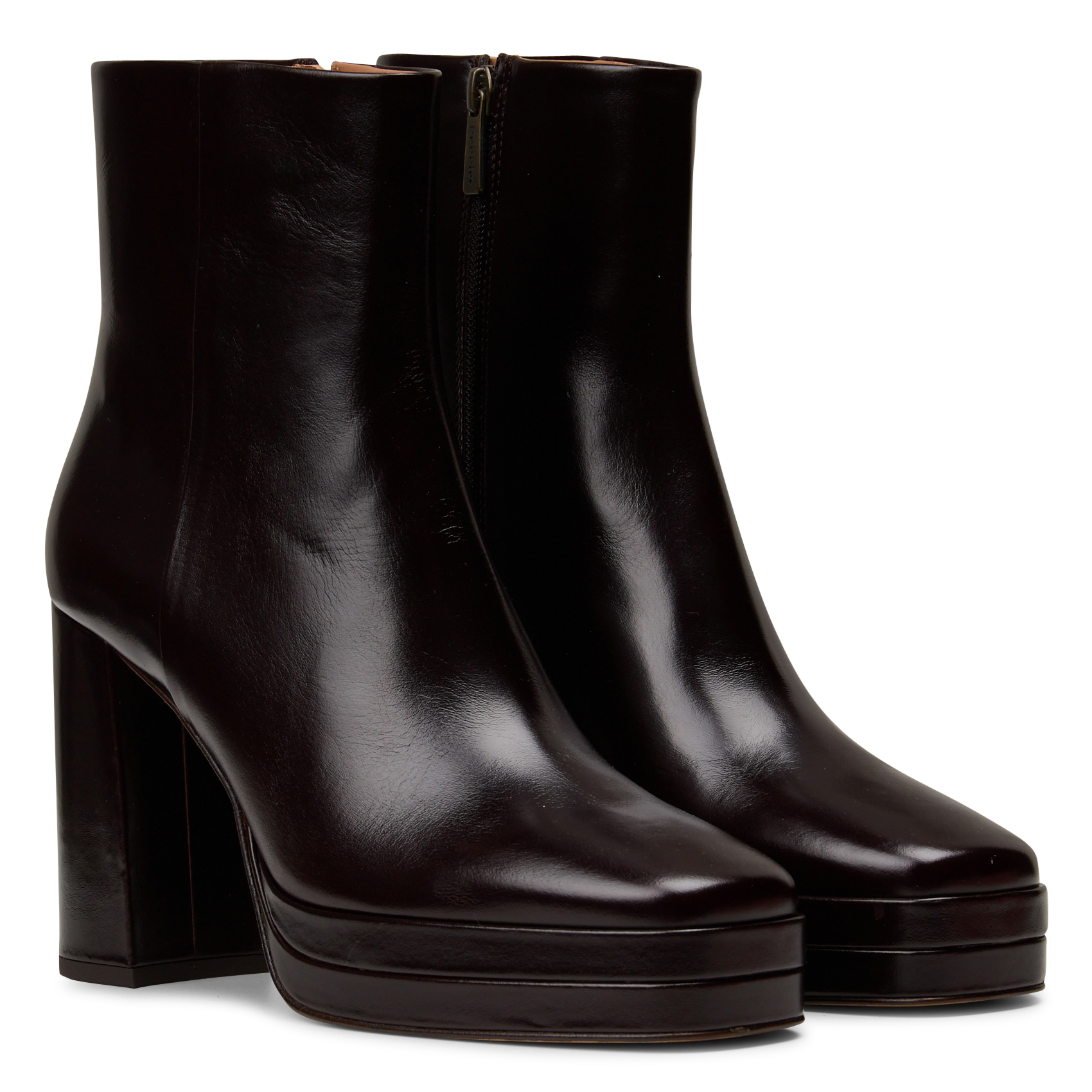 Bottines zippées en cuir adele BOBBIES Marron