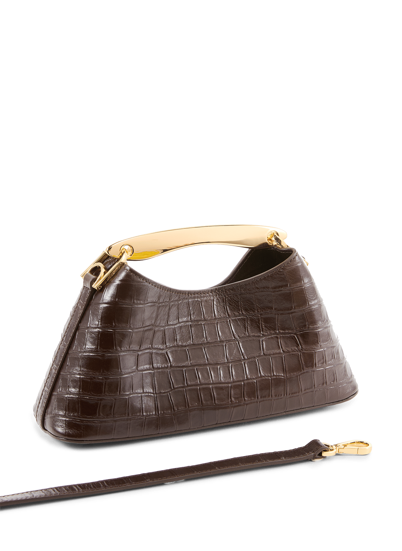 Mini Boomerang Leather Handbag ELLEME Brown
