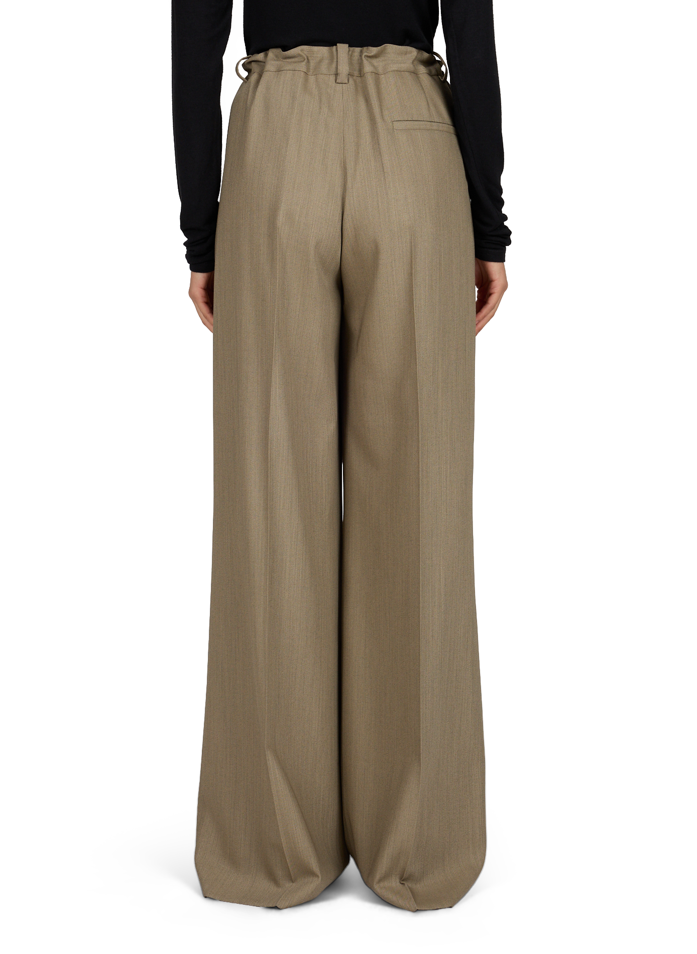 Pantalon droit à plis en laine mélangée CALVIN KLEIN COLLECTION Marron