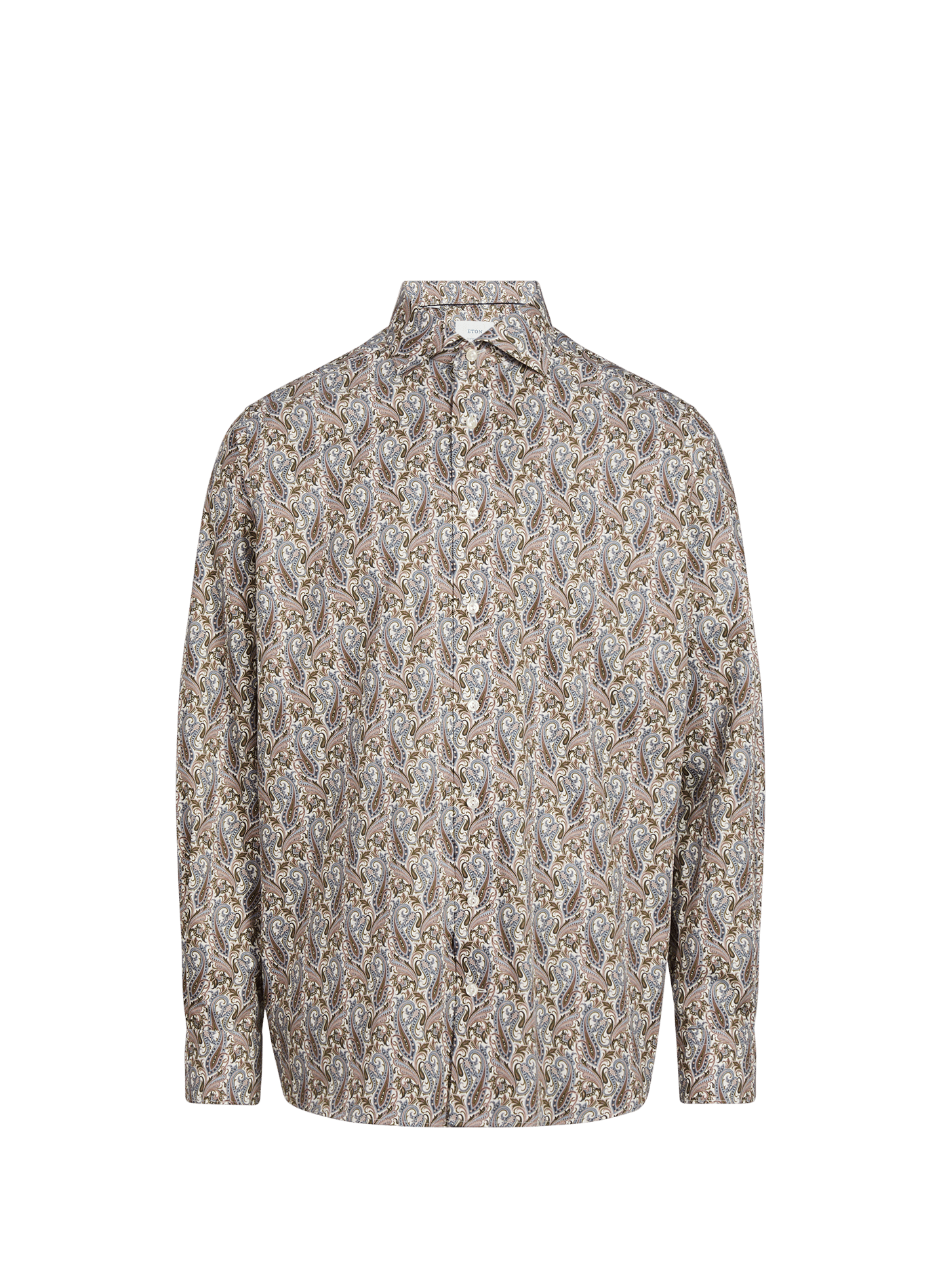 Slim-fit printed cotton shirt ETON Orange