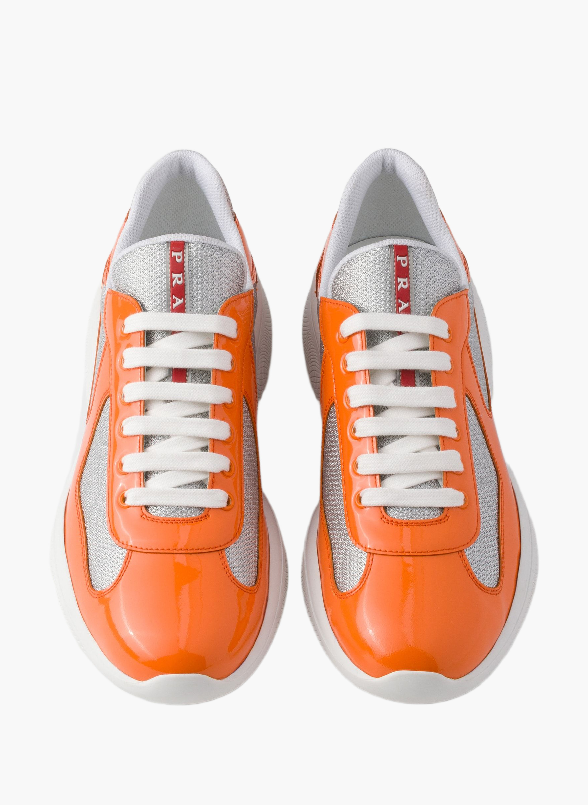 Sneakers prada america’s cup en cuir verni et tiss PRADA Orange