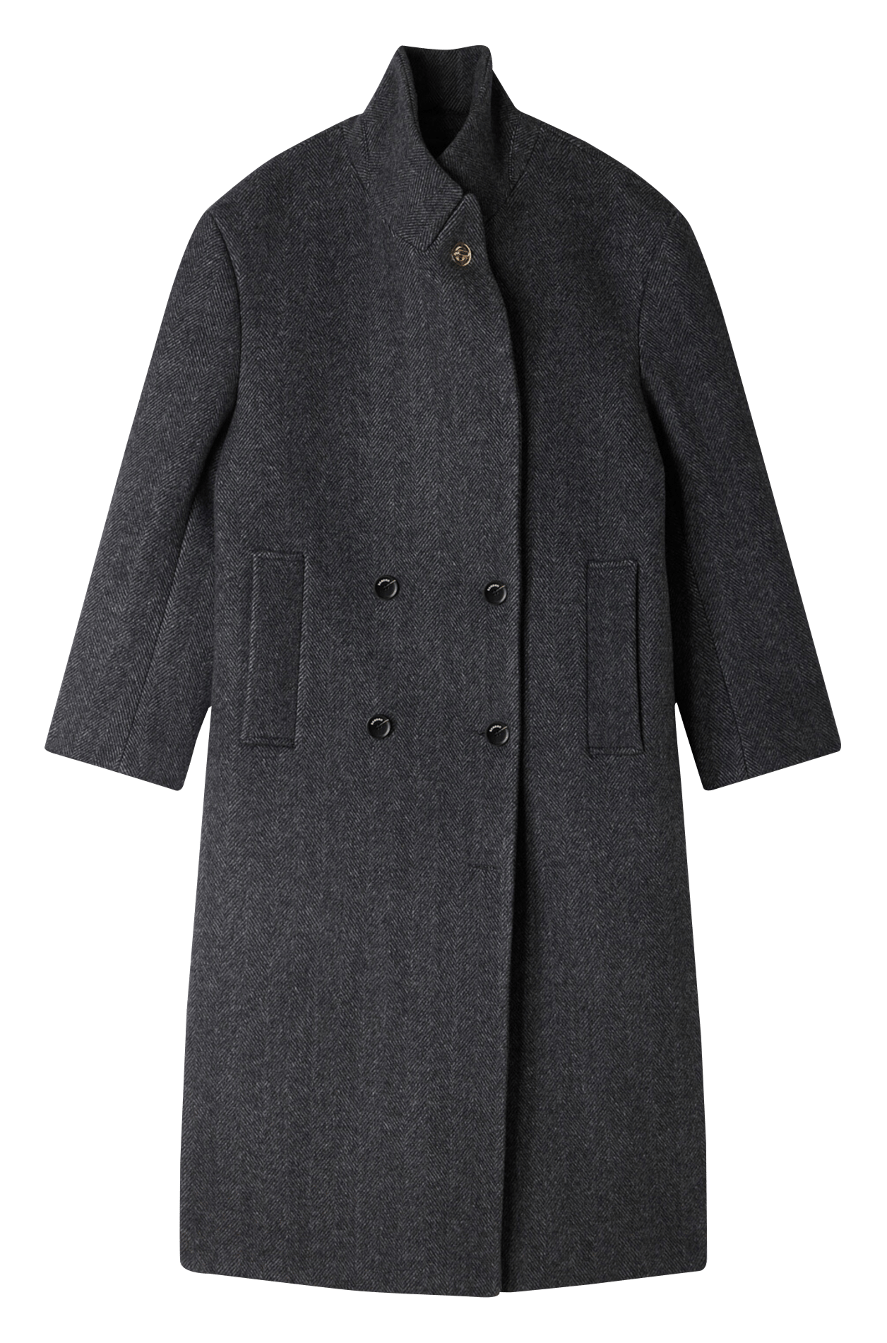 Manteau long oversize en laine mélangée SANDRO Gris