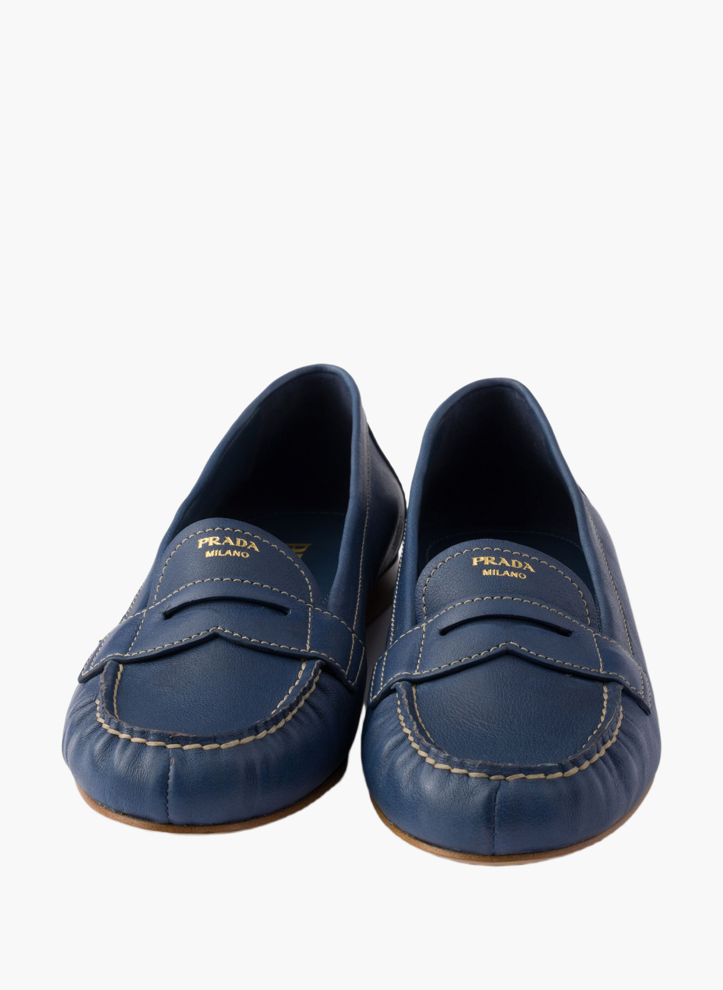 Mocassins en cuir PRADA Bleu