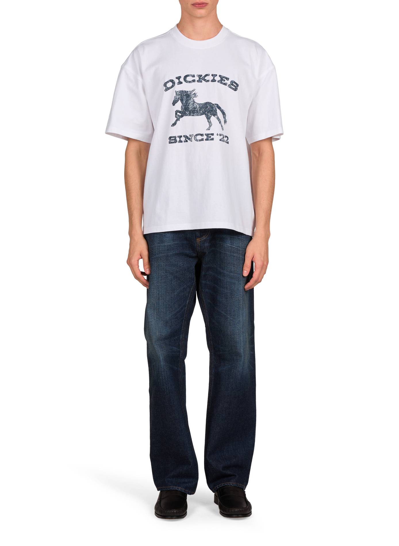 Oversized round neck cotton t-shirt DICKIES White