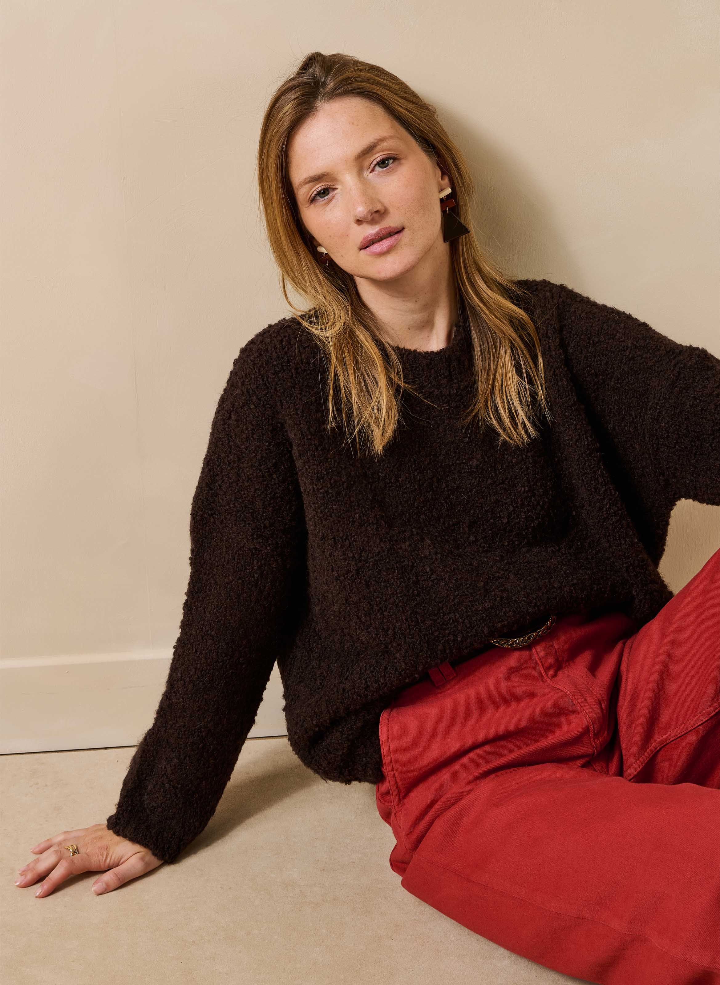 Oversized trui van wolmix LA FEE MARABOUTEE Bruin
